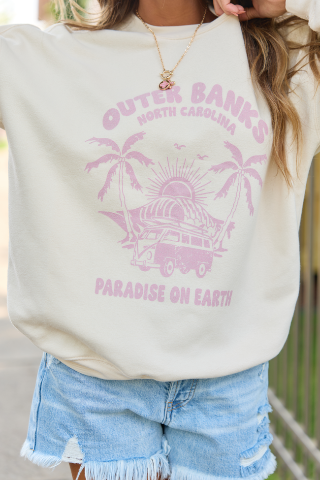 Outer Banks Paradise Cream Graphic Sweatshirt