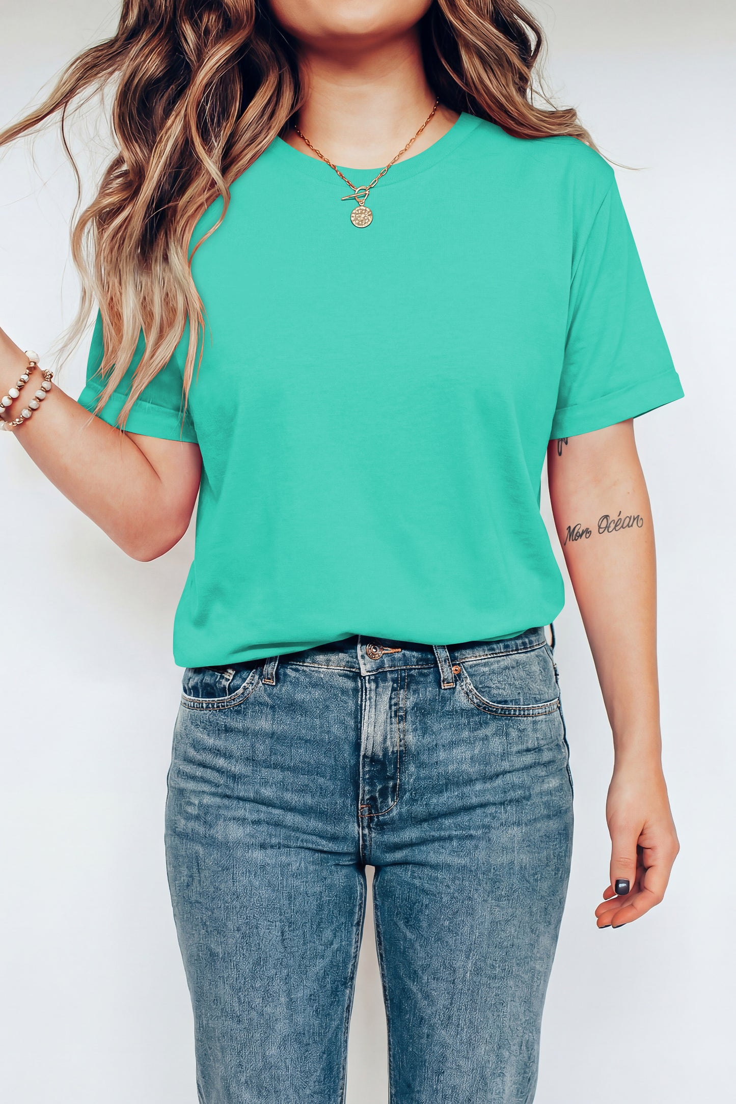 Dearlove Red Casual Plain Crew Neck Tee
