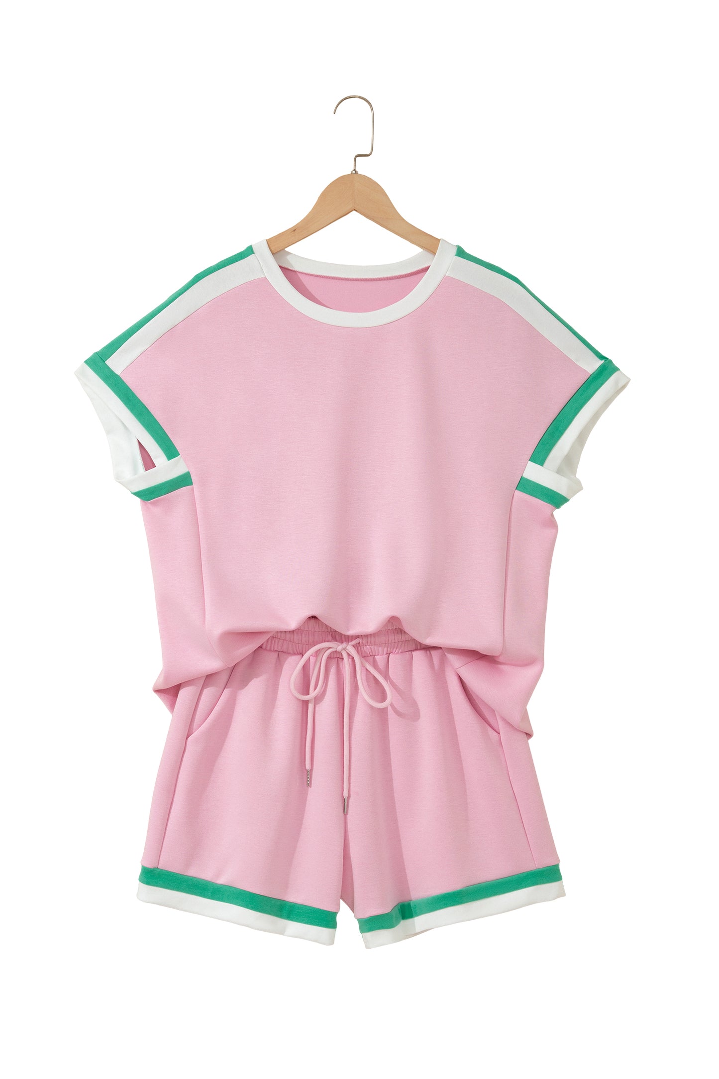 Striped Trim Short Set