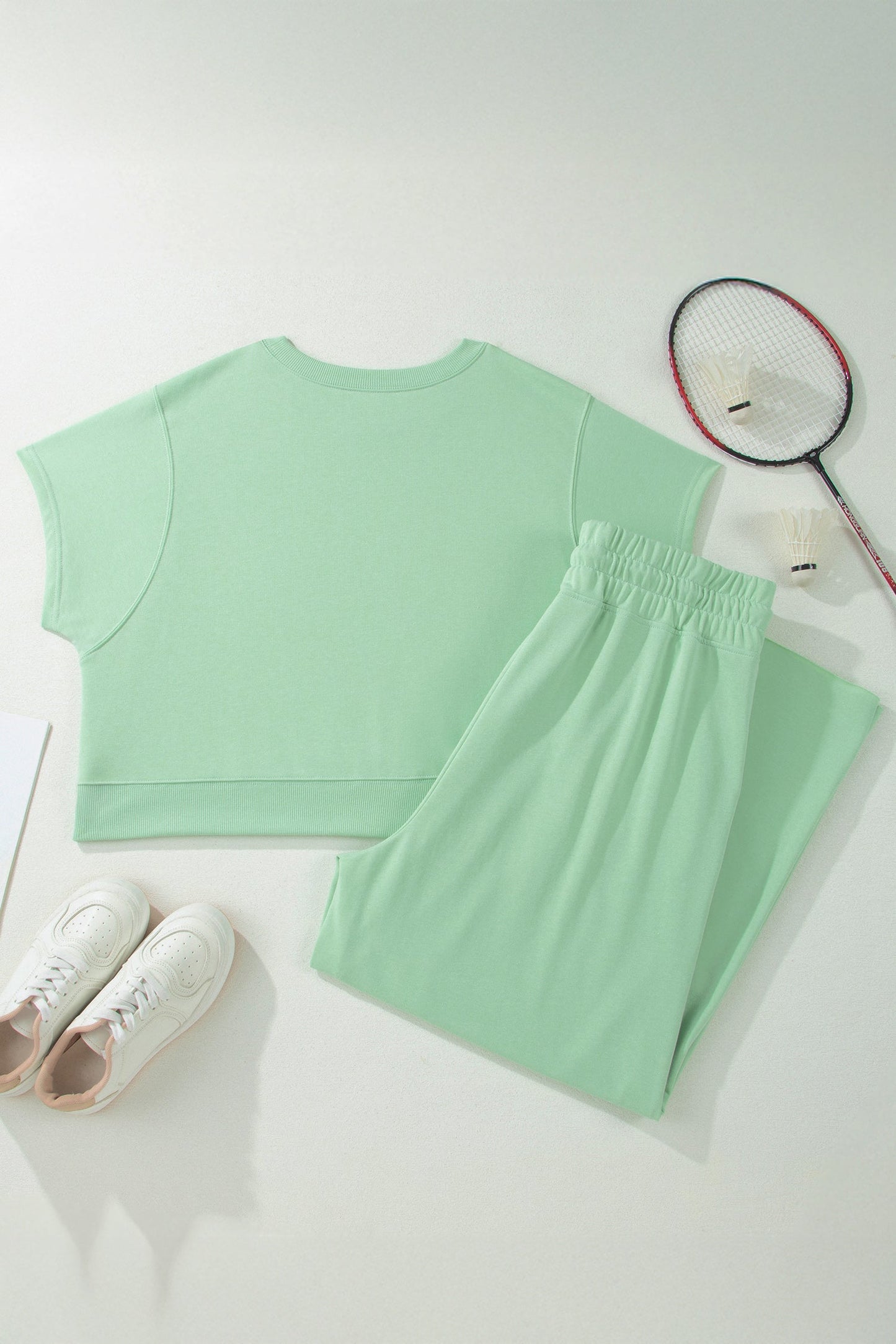 Ribbed Trim Pants Set