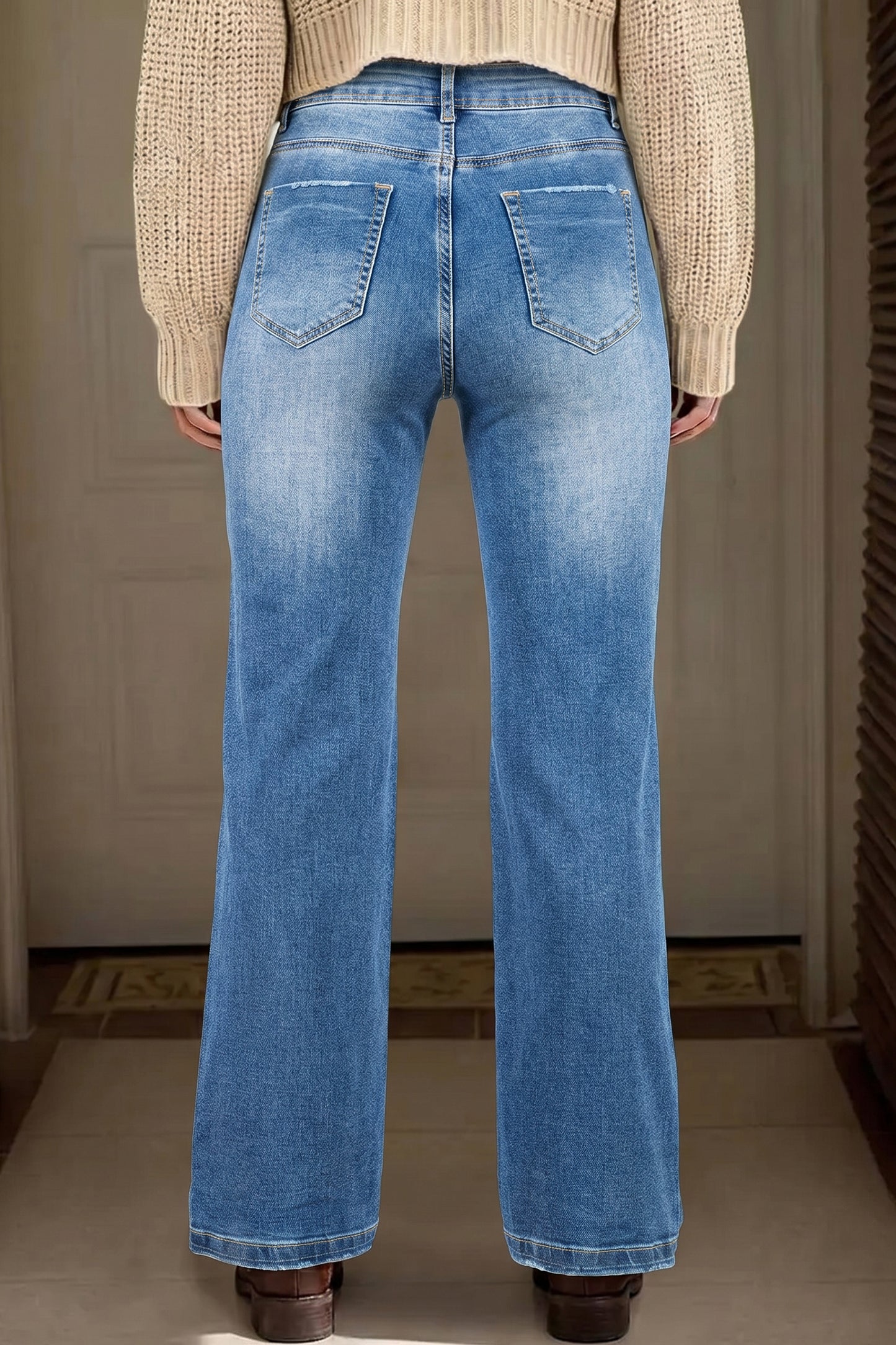 Acid Washed Straight Leg Jeans