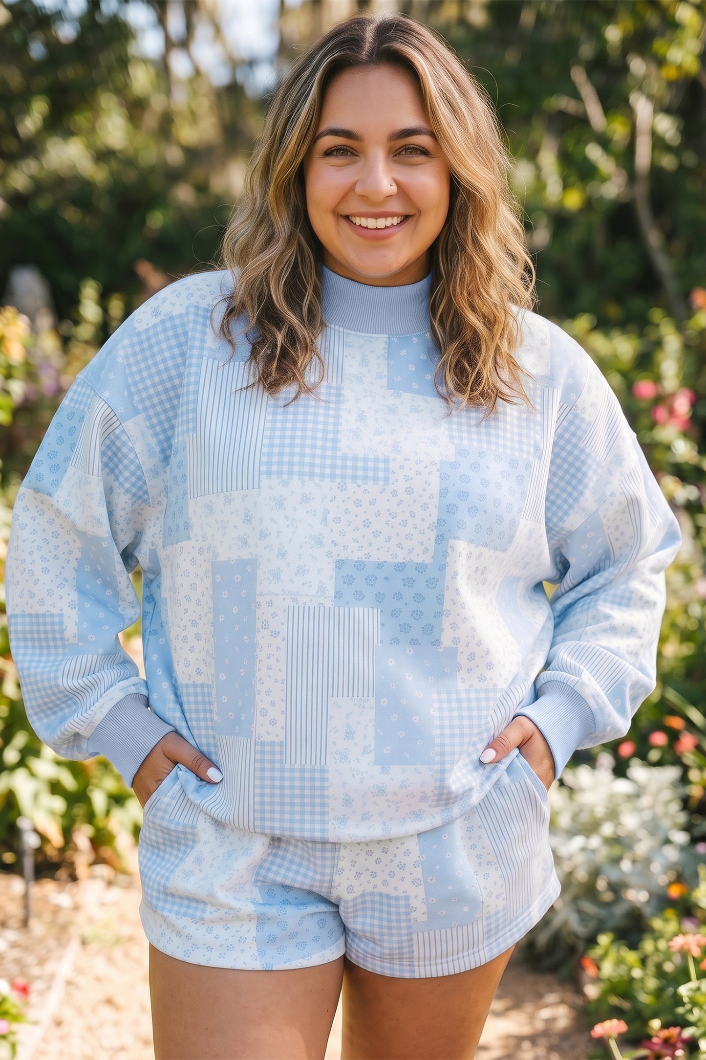 Patchwork Floral Print Two-piece Set