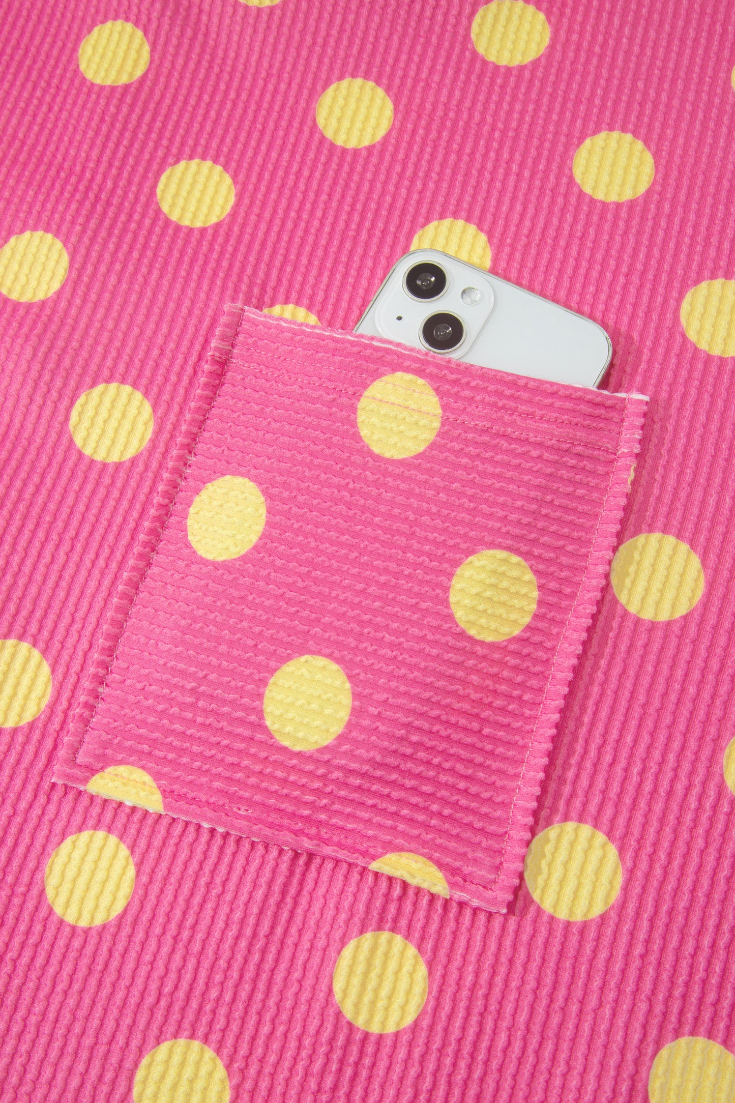 Ribbed Polka Dot Print Tee