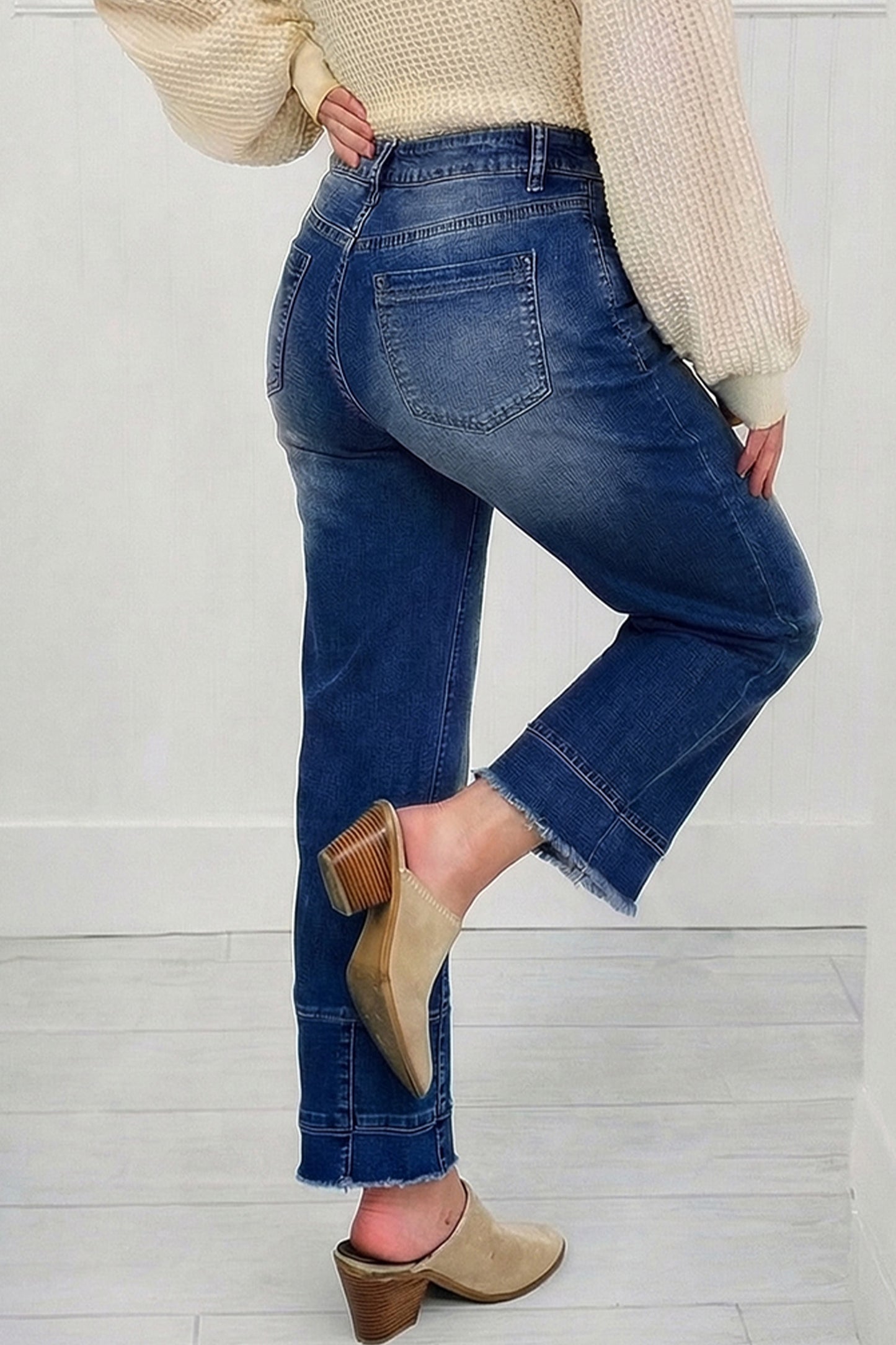 Raw Hem Ankle Length Jeans