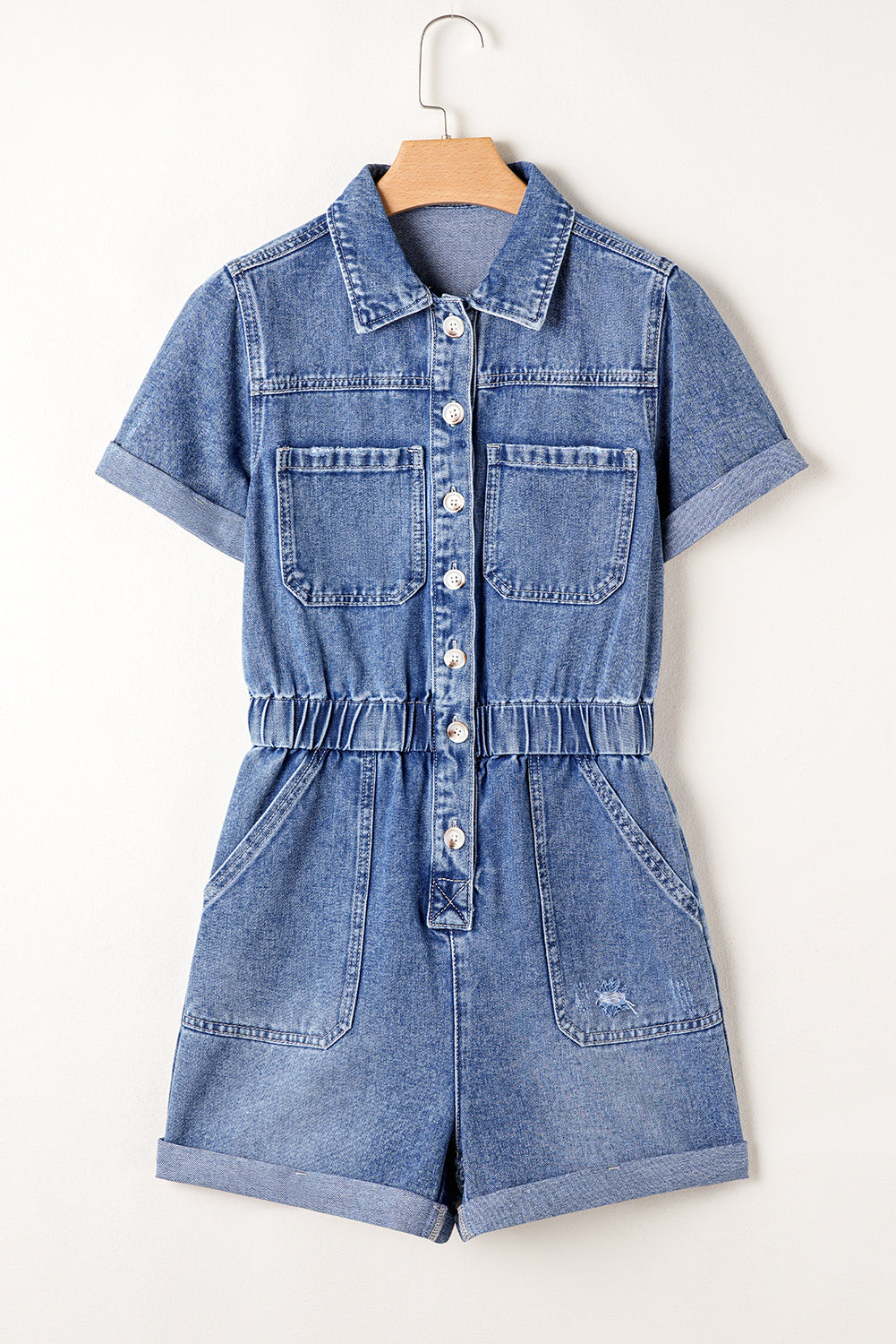 Denim Short Sleeve Romper