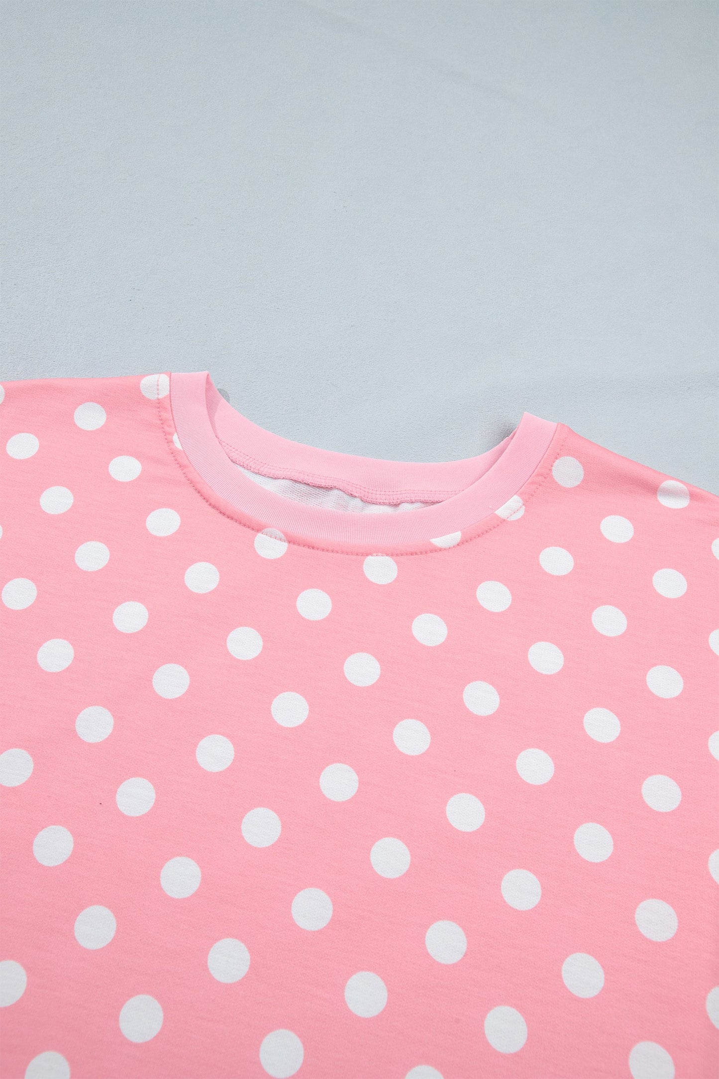 Sky Blue Polka Dot Oversized Top Drawstring Short Set