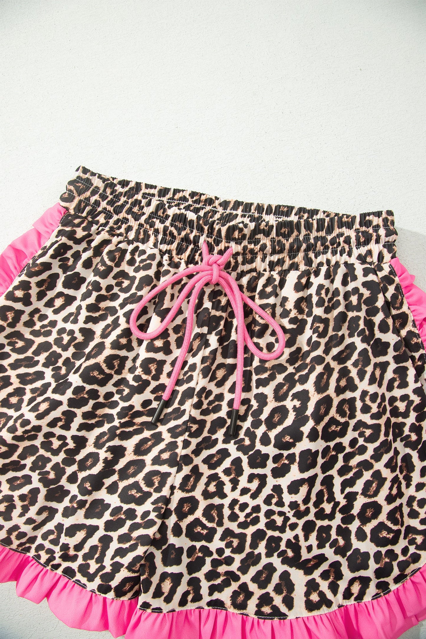 White Polka Dot Contrast Ruffle Trim Shorts