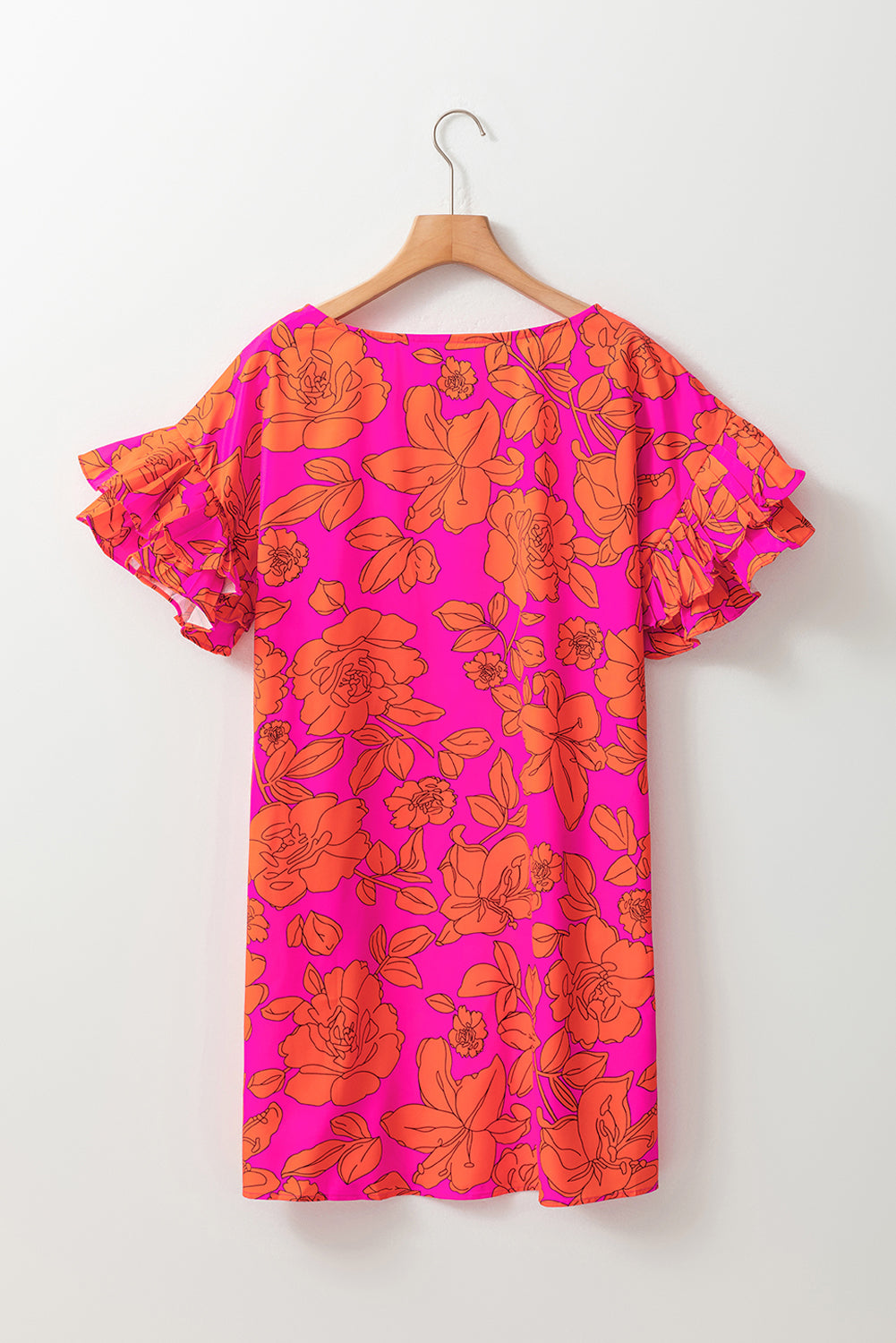 Ruffled Sleeve Floral Dress