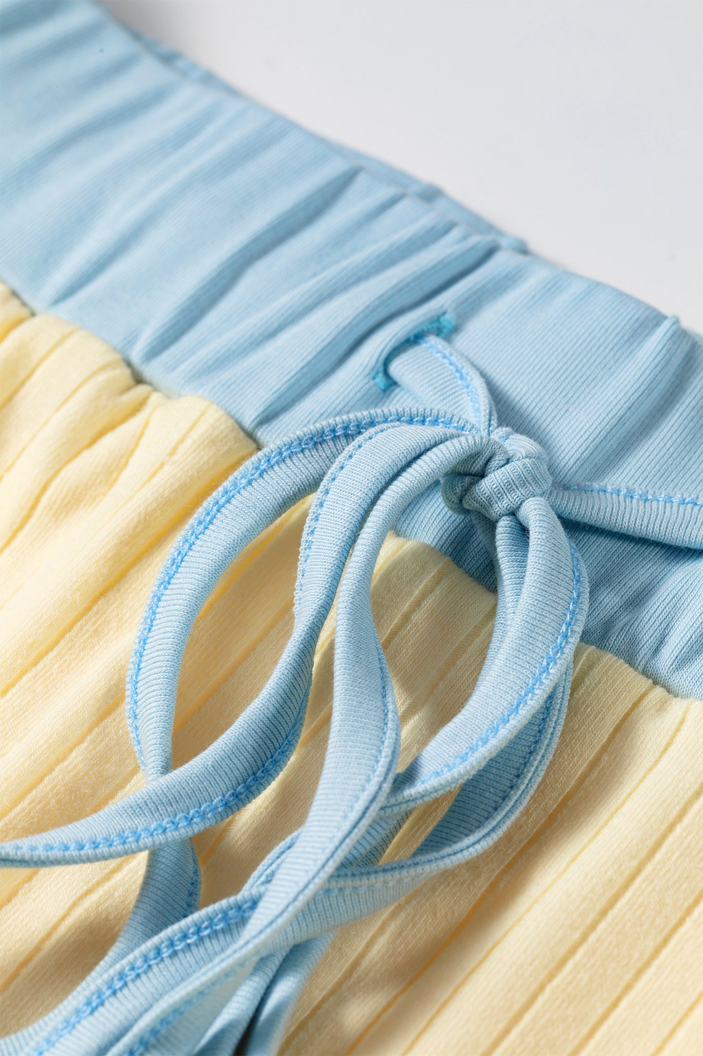 Yellow Ribbed Knit Skirt Set