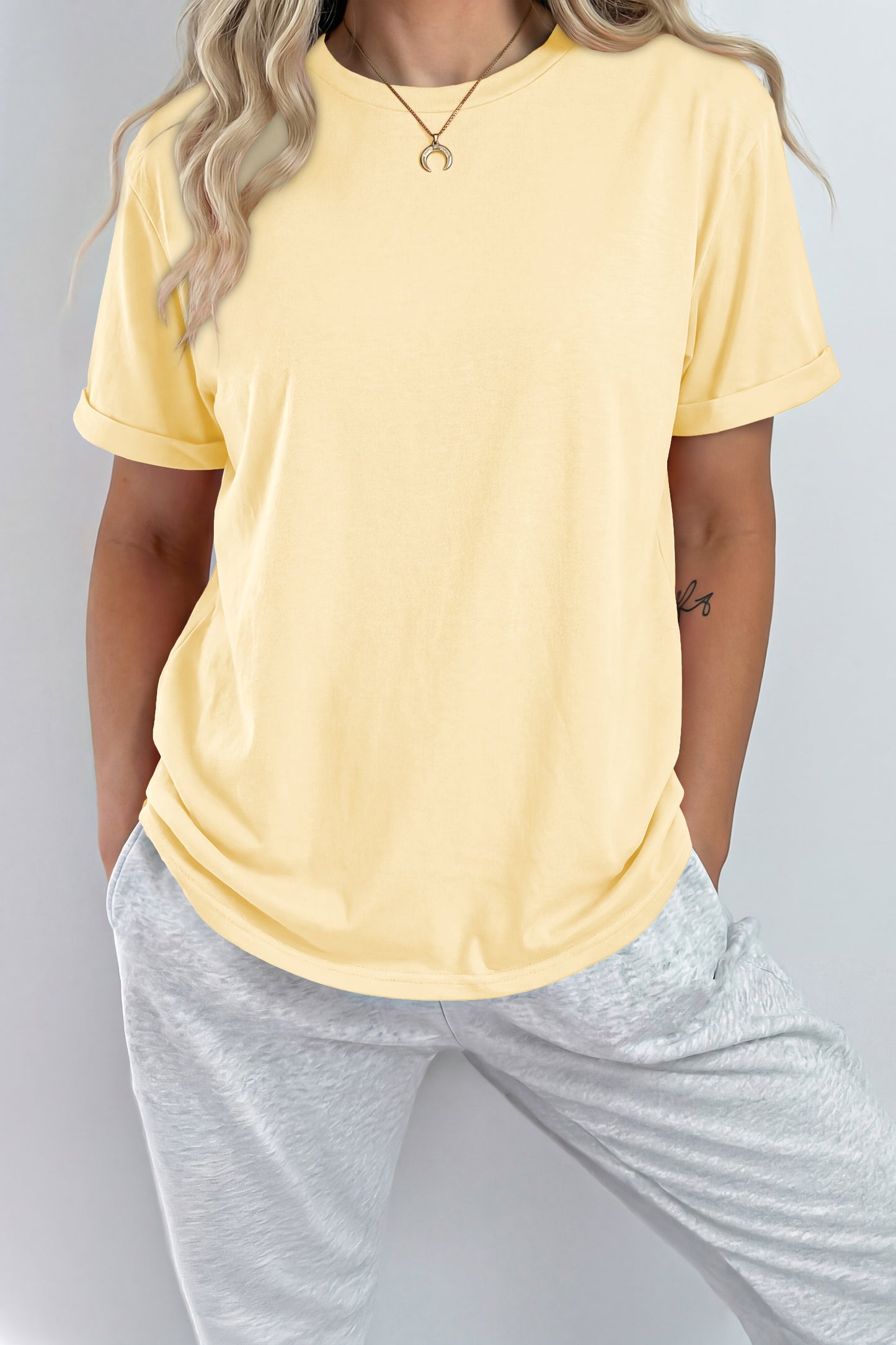 Dearlove Red Casual Plain Crew Neck Tee