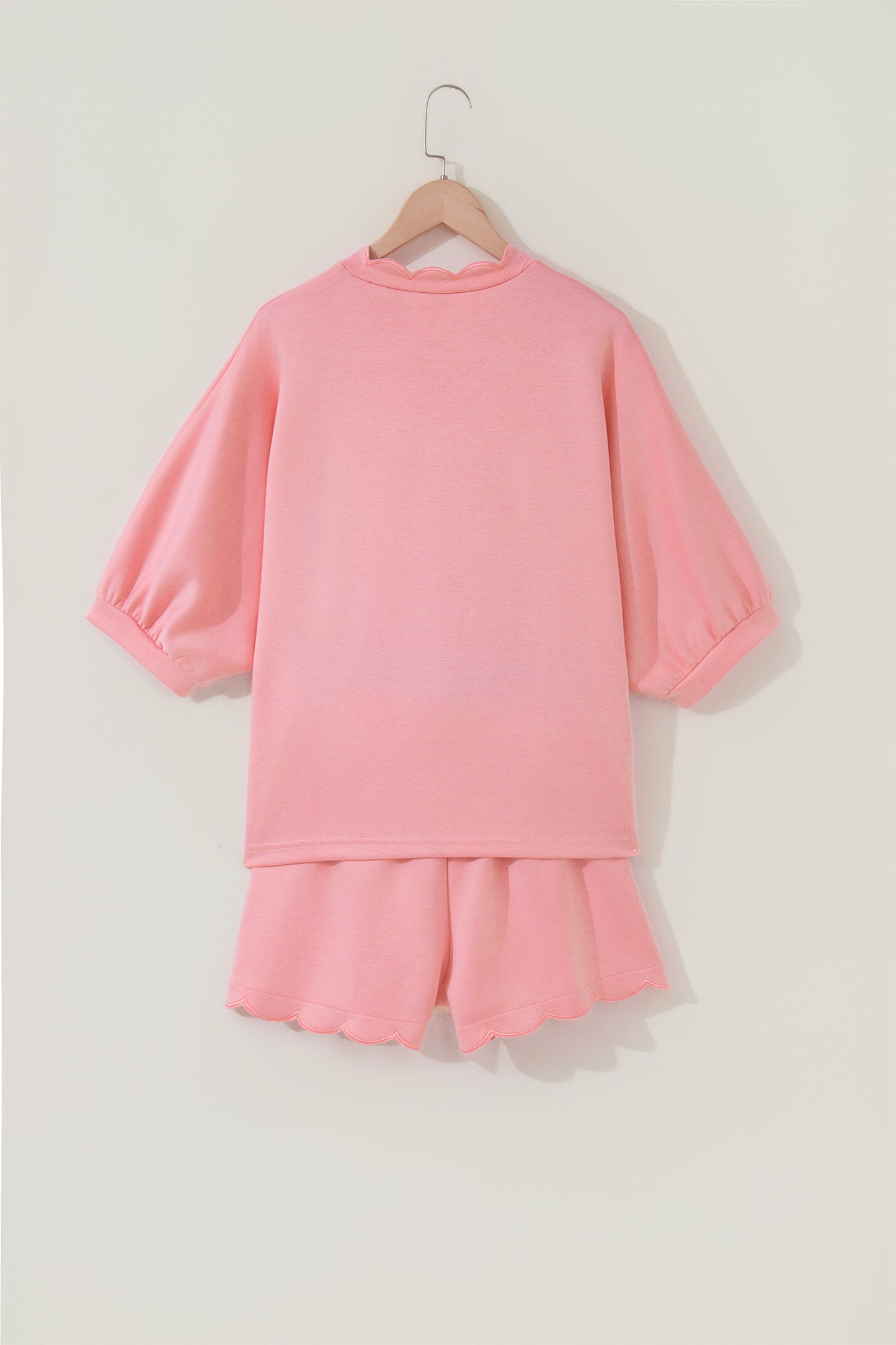 Scalloped V Neck Short Set