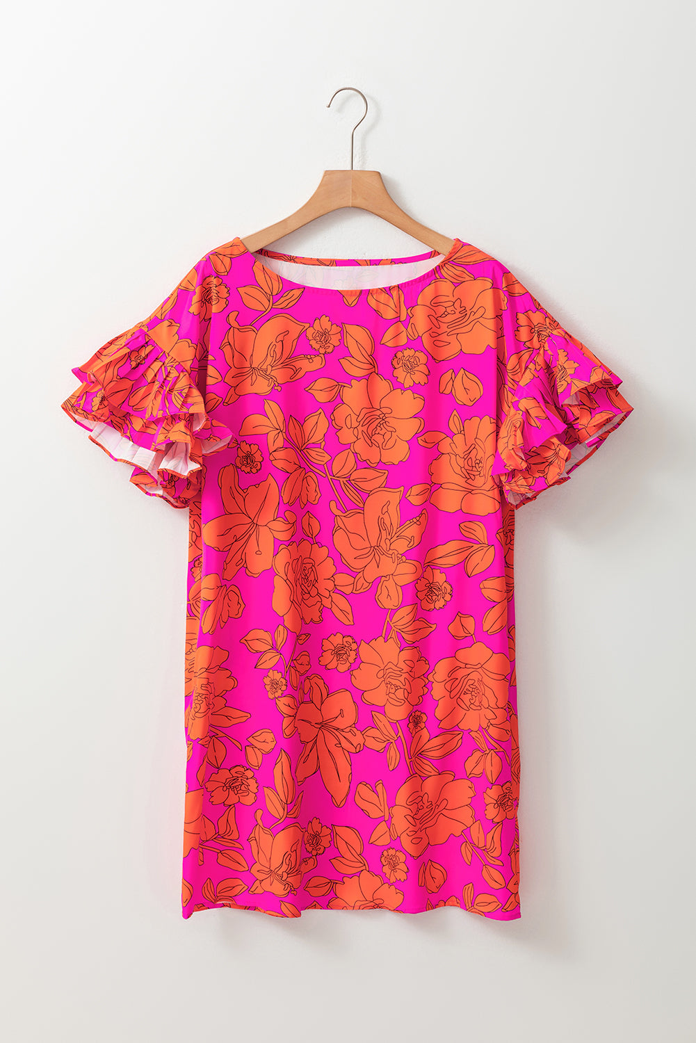 Ruffled Sleeve Floral Dress