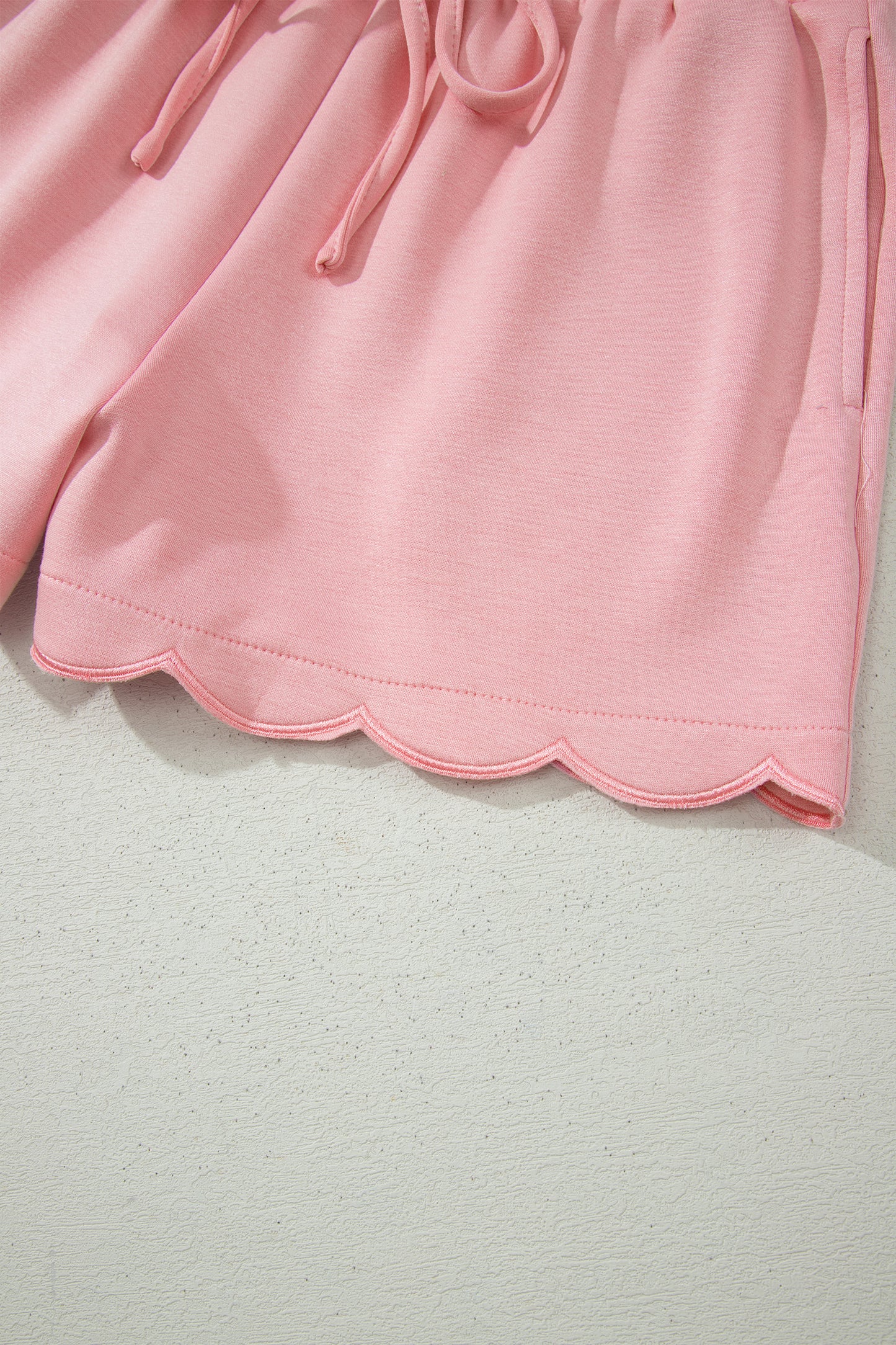 Scalloped V Neck Short Set