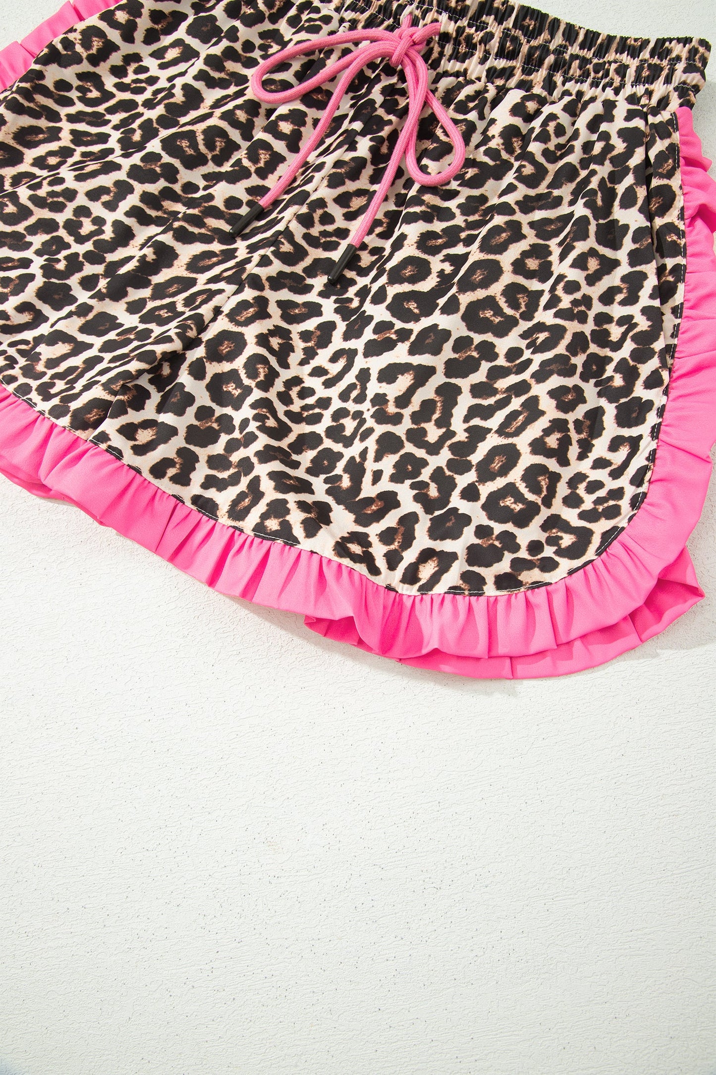 White Polka Dot Contrast Ruffle Trim Shorts
