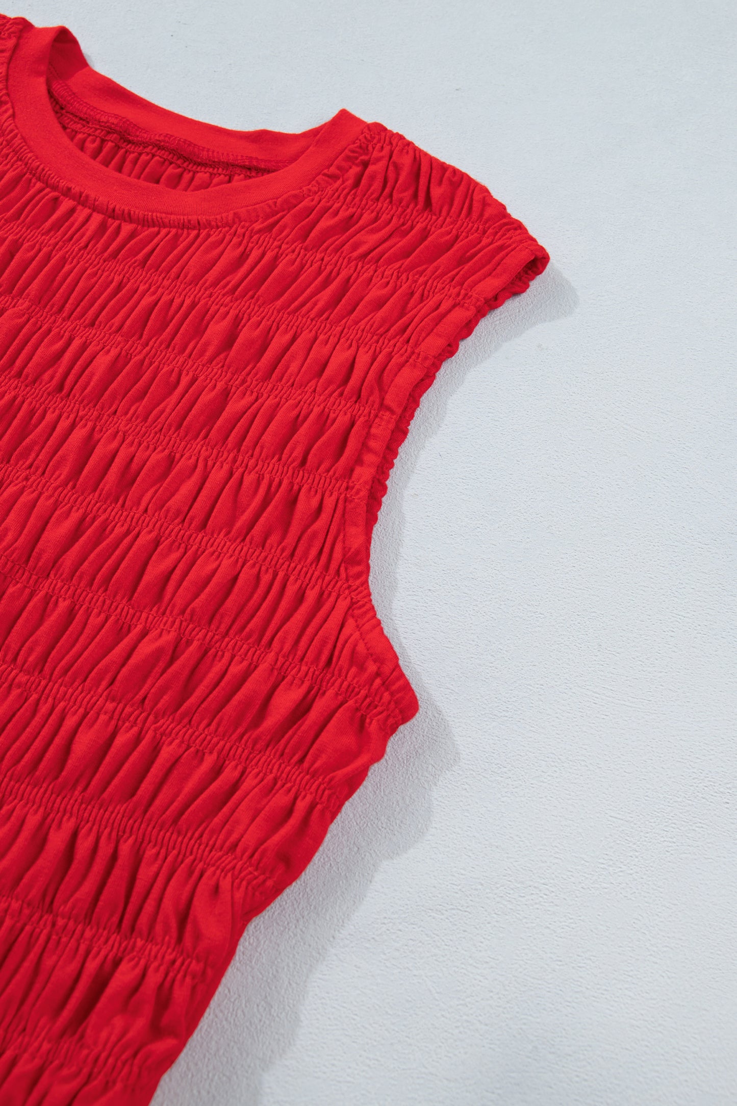 Shirred Slim Fit Ruffle Hem Tank Top