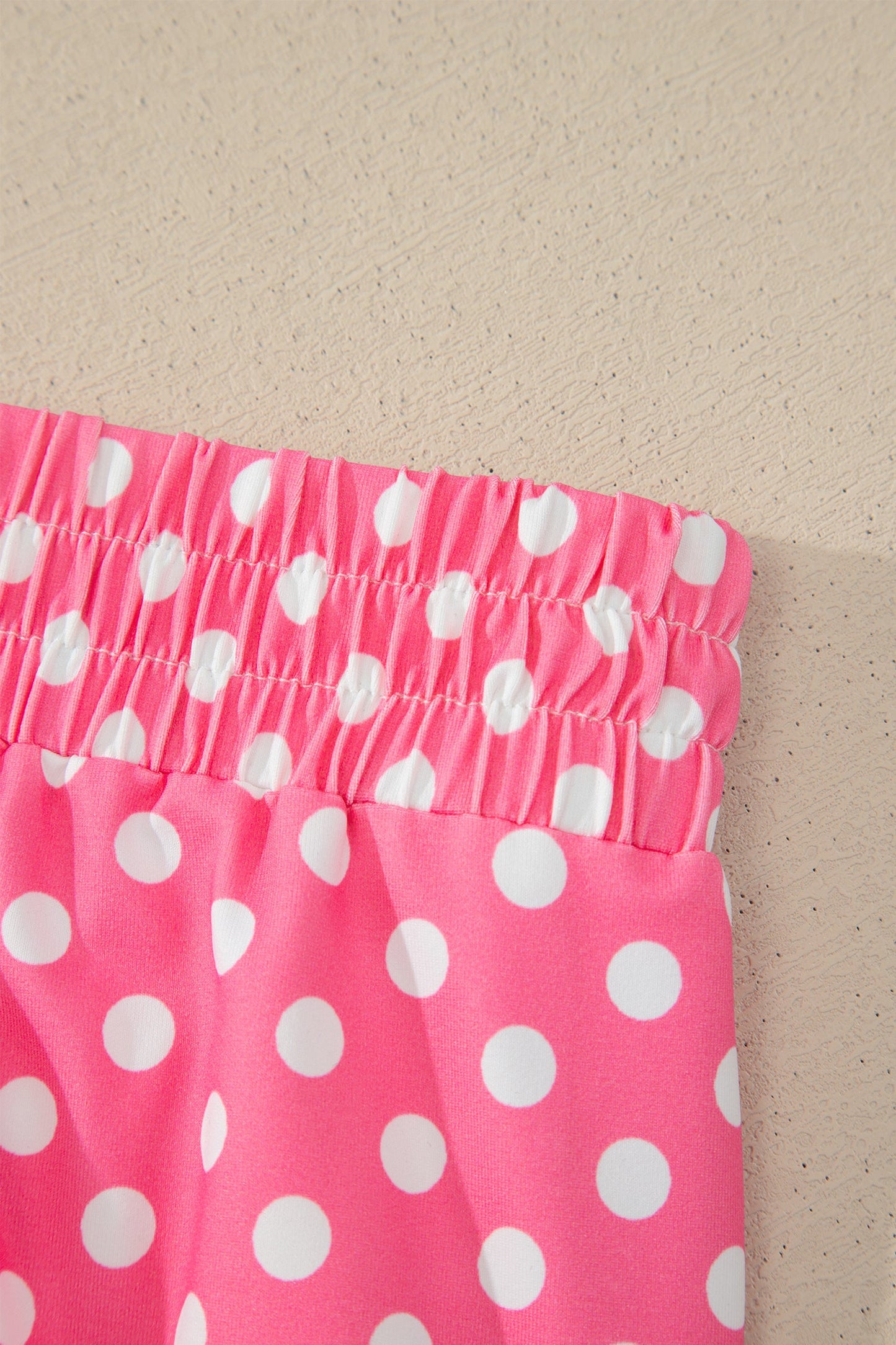 Pink Polka Dot Print Slim Tank Loose Pants 2pcs Outfit