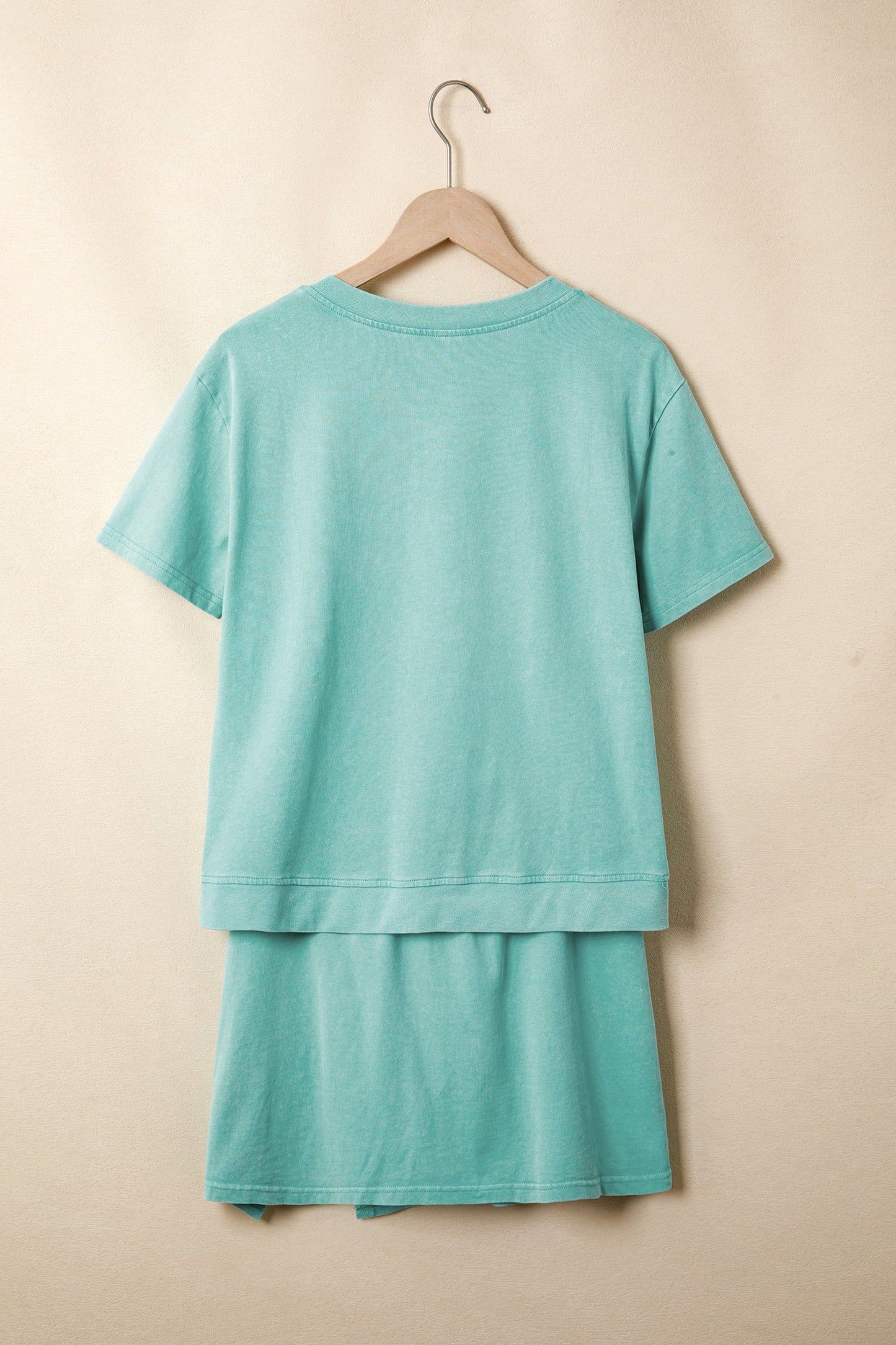 Mineral Wash V Neck Tee Matching Skort Set