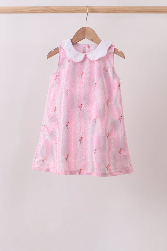Seersucker Flamingo Dress