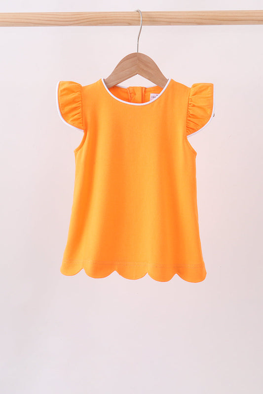 flutter sleeve scalloped top