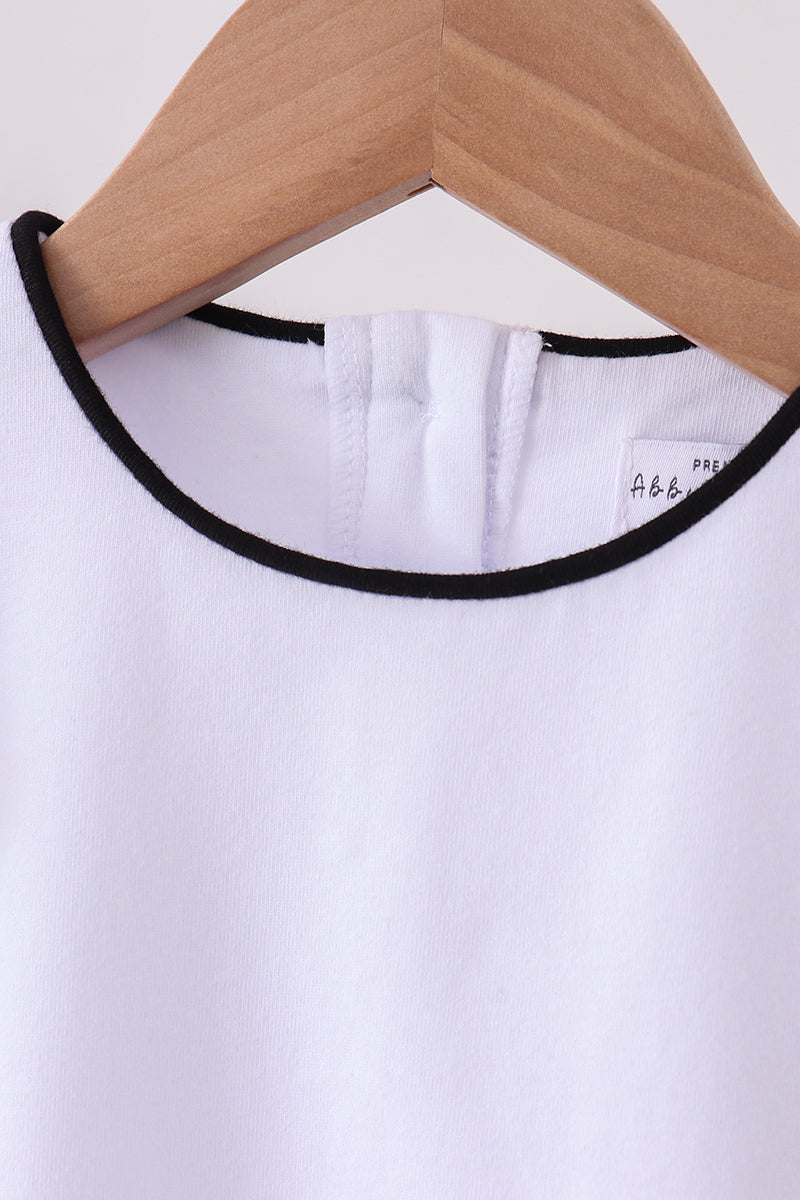 white flutter sleeve scalloped top