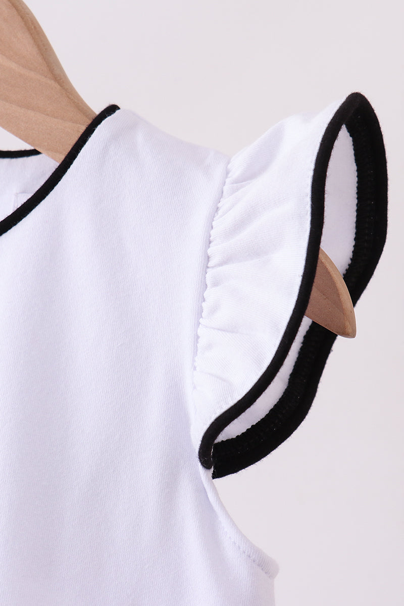 white flutter sleeve scalloped top