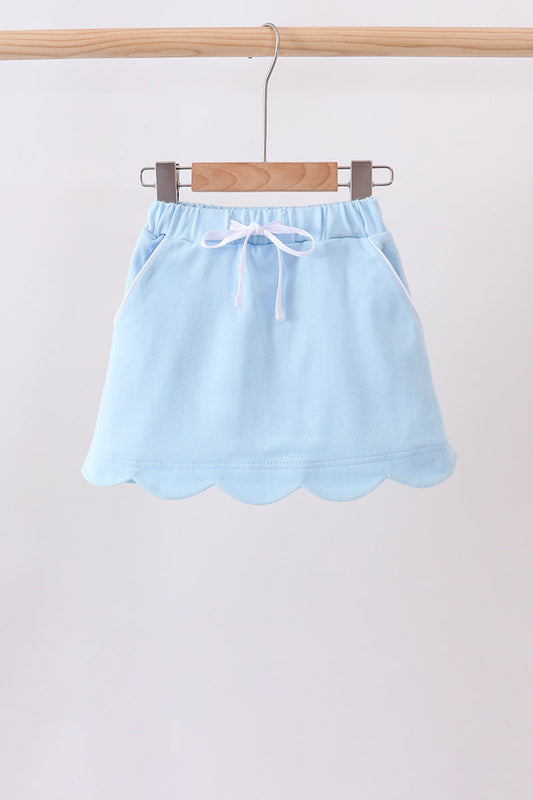 blue scallop hem bow skort
