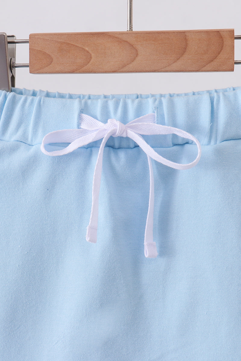 blue scallop hem bow skort