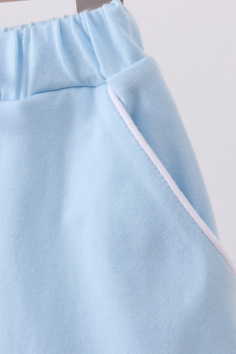 blue scallop hem bow skort