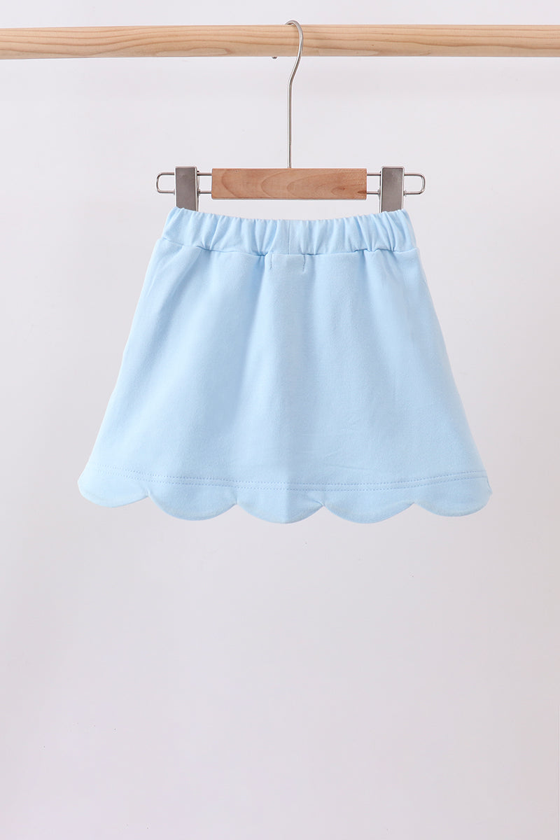 blue scallop hem bow skort