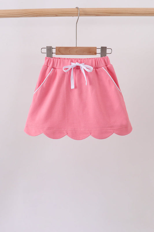 pink scallop hem bow skort