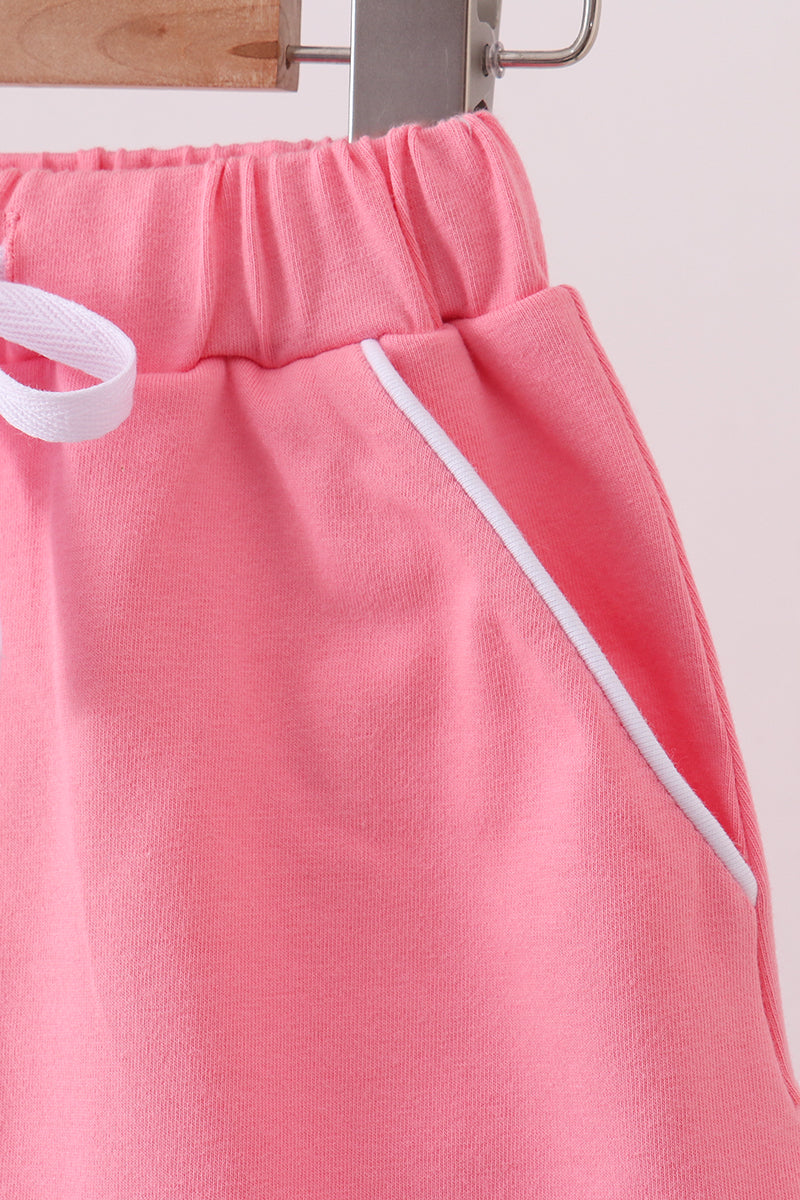 pink scallop hem bow skort