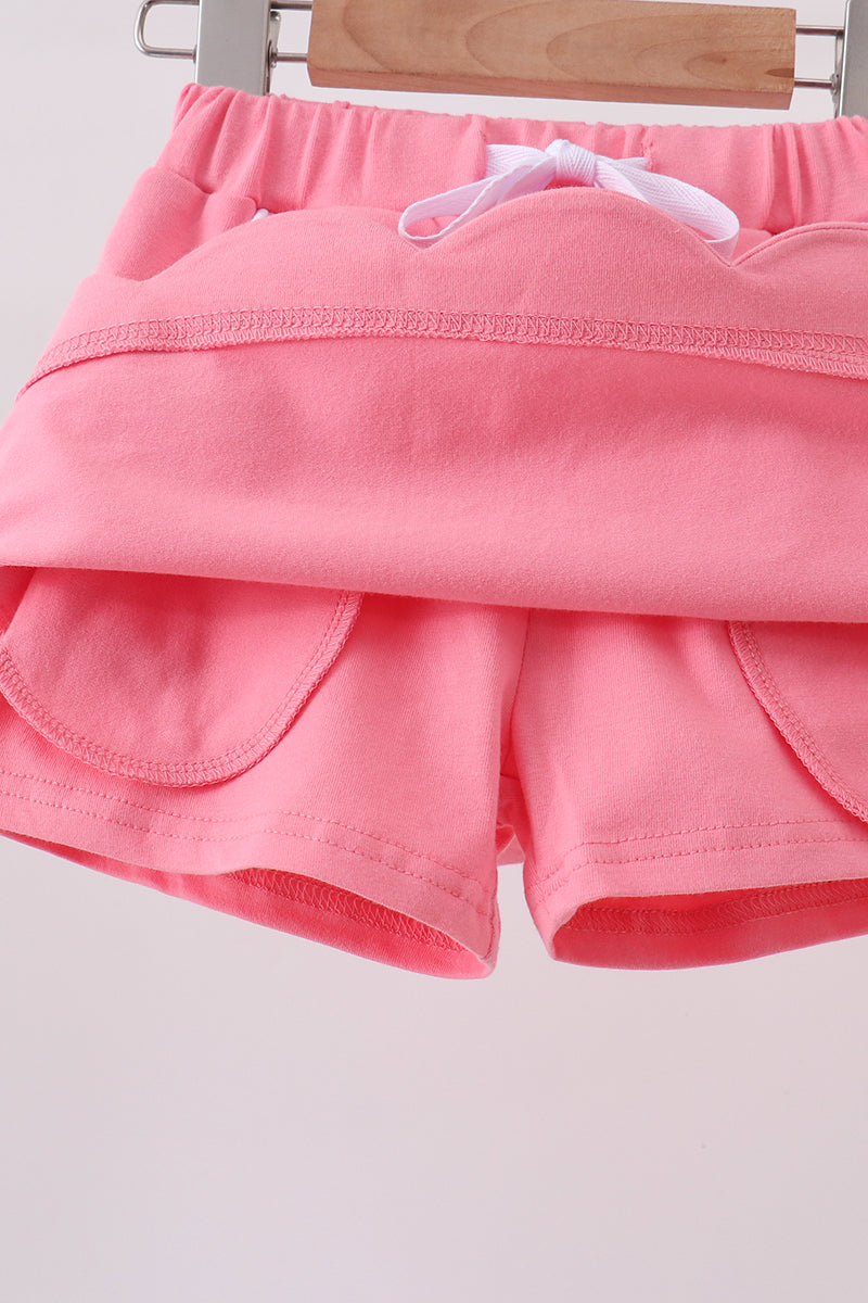 pink scallop hem bow skort