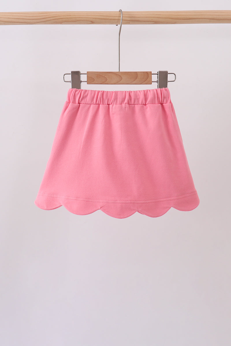 pink scallop hem bow skort