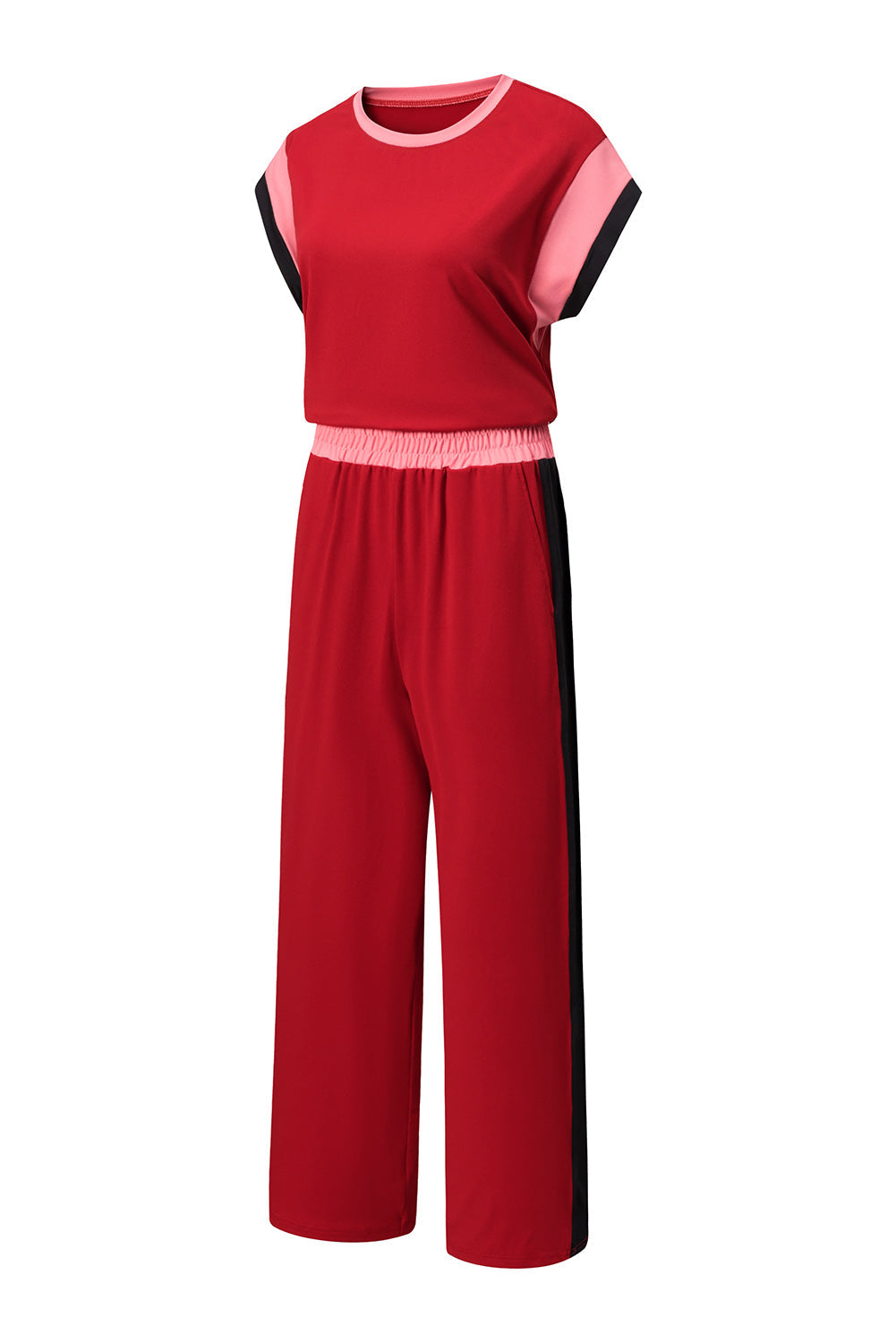 Color Block Detail Casual Two-piece Set