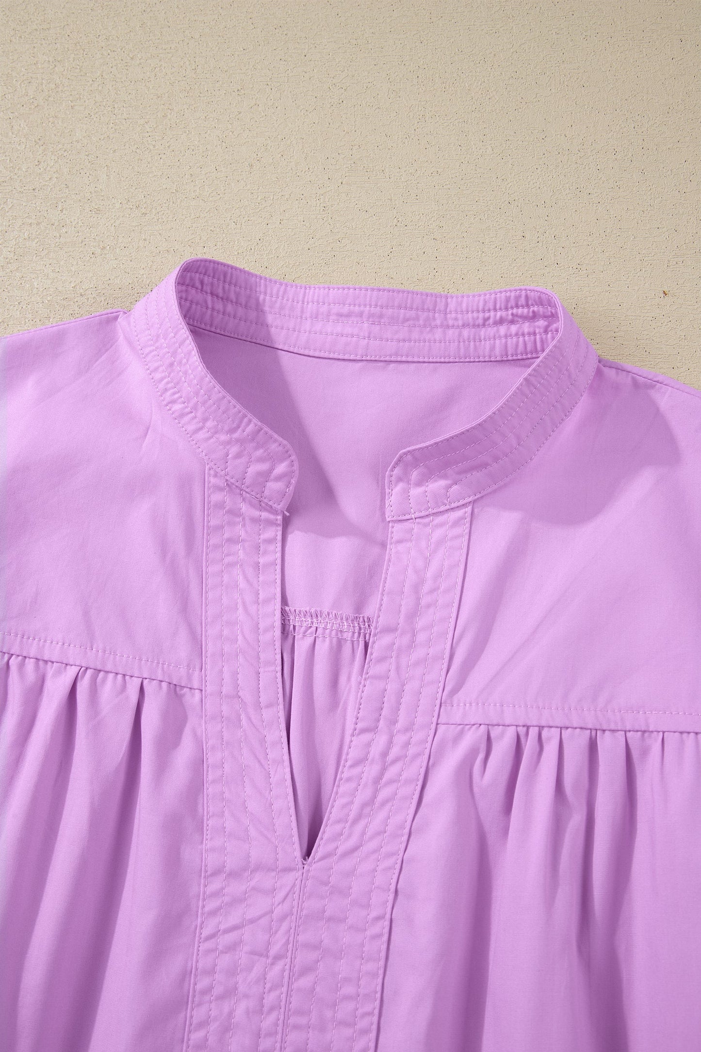Stitched Detail Puffy Half Sleeve Blouse