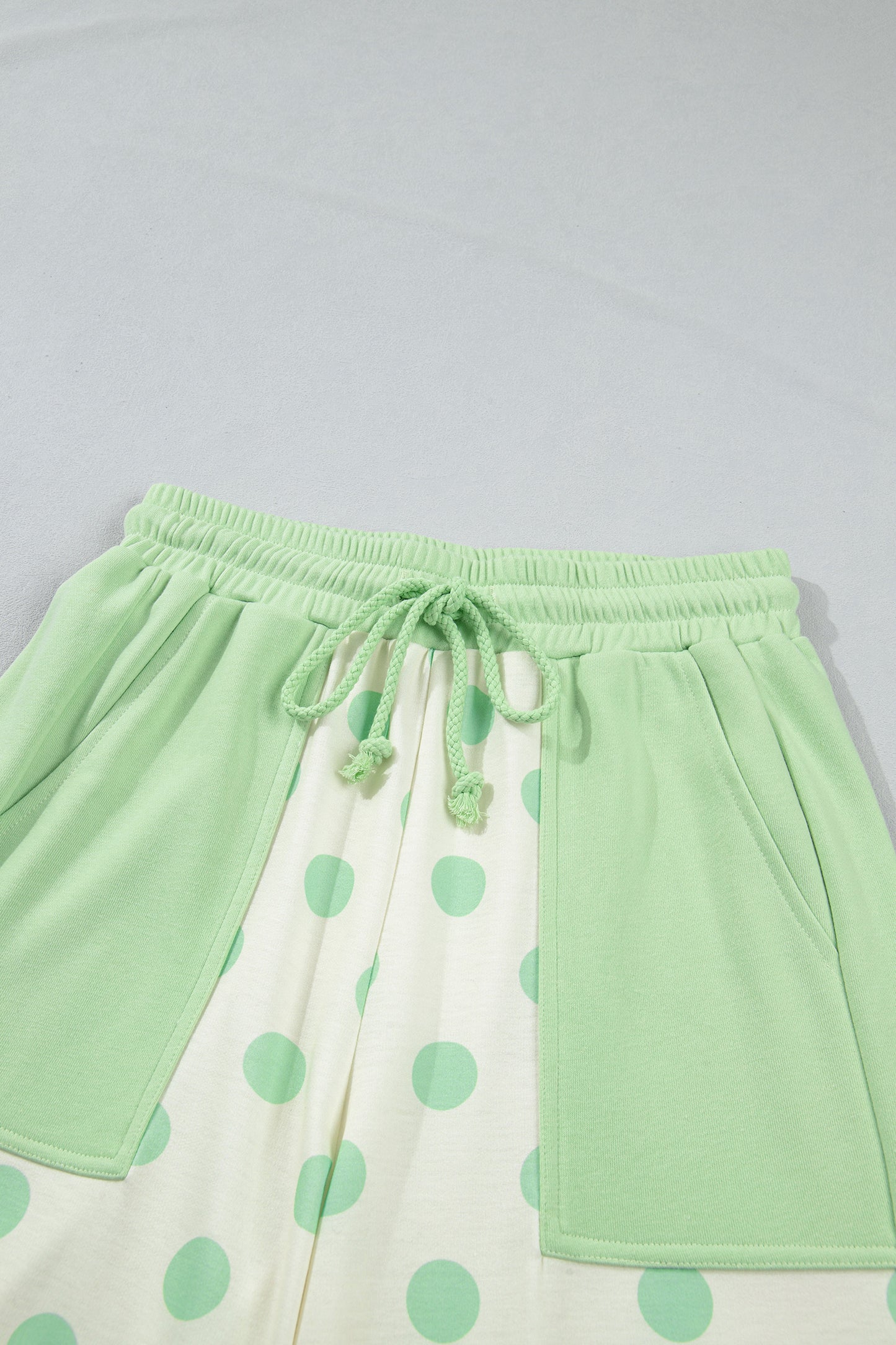 Color Block Patchwork Polka Dot Wide Leg Pant Set
