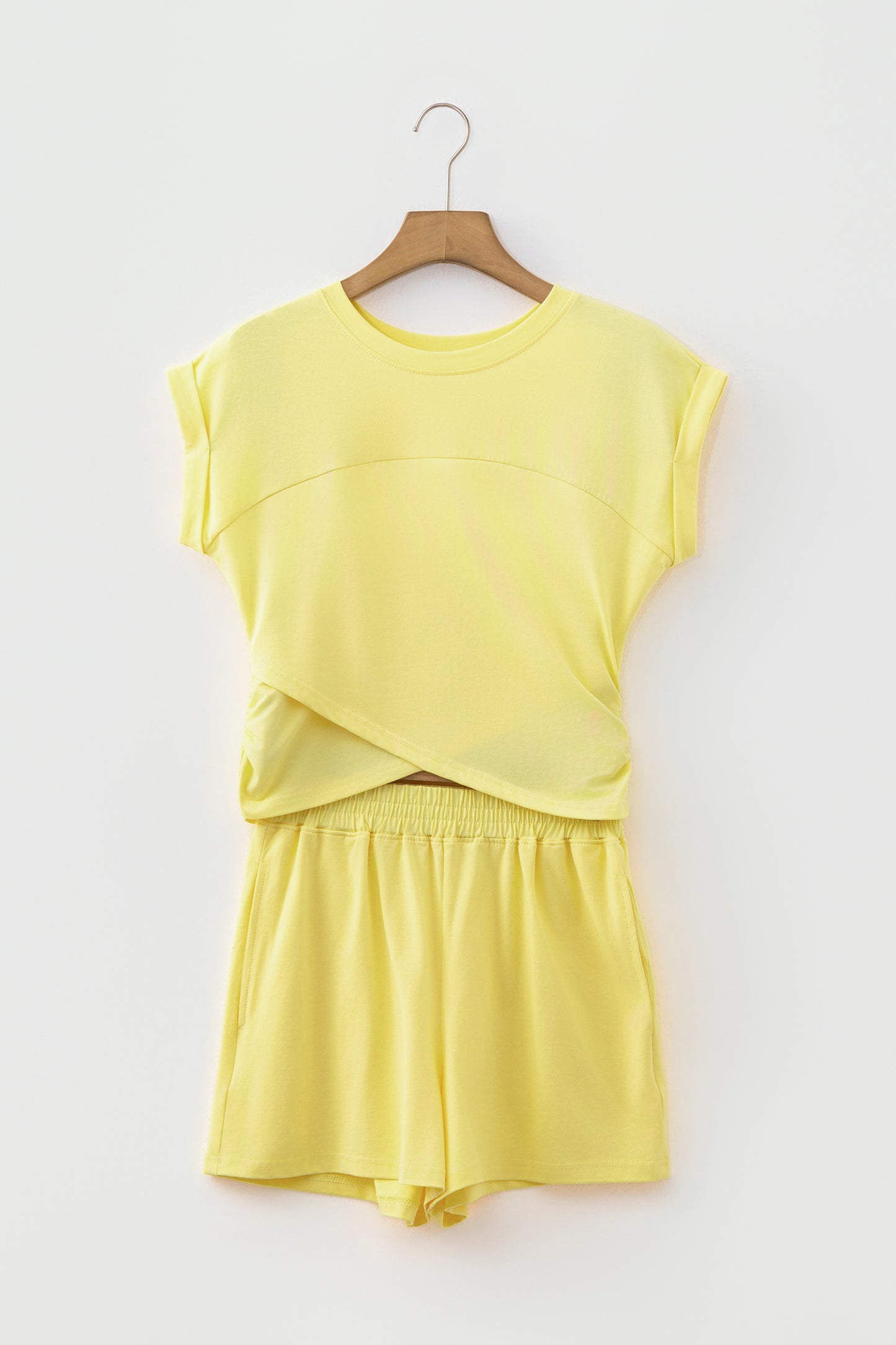 Cropped Top Casual Short Set