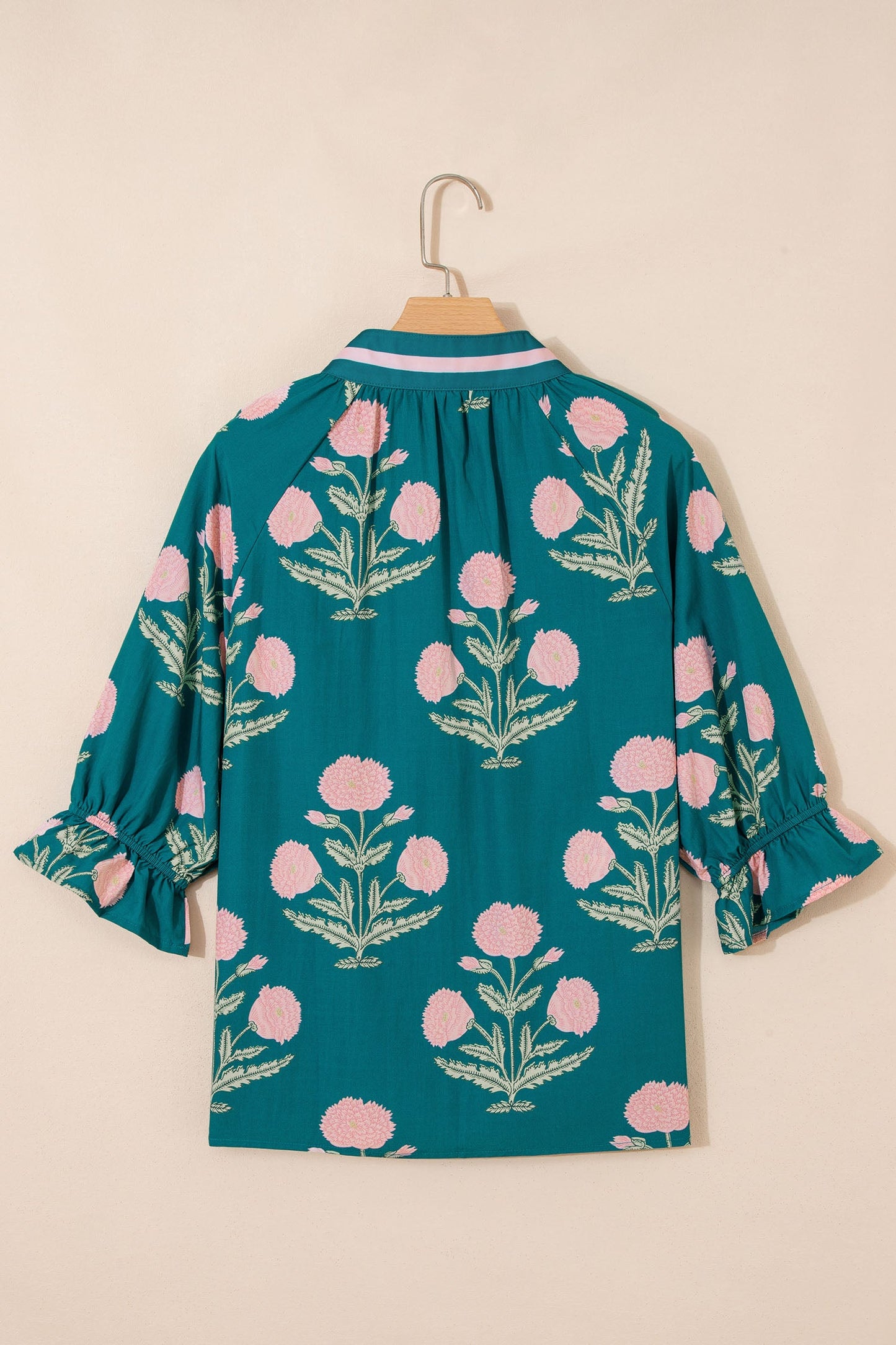 Wild Flower Print V Neck Blouse