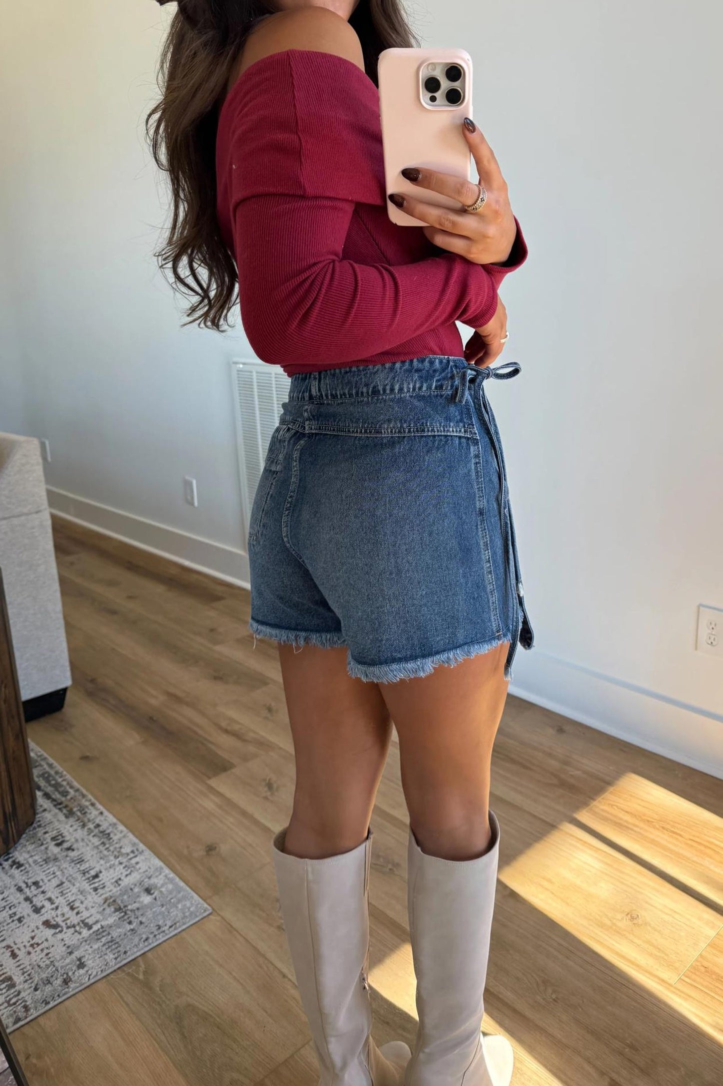 Wrapped Tie Waist Denim Skort