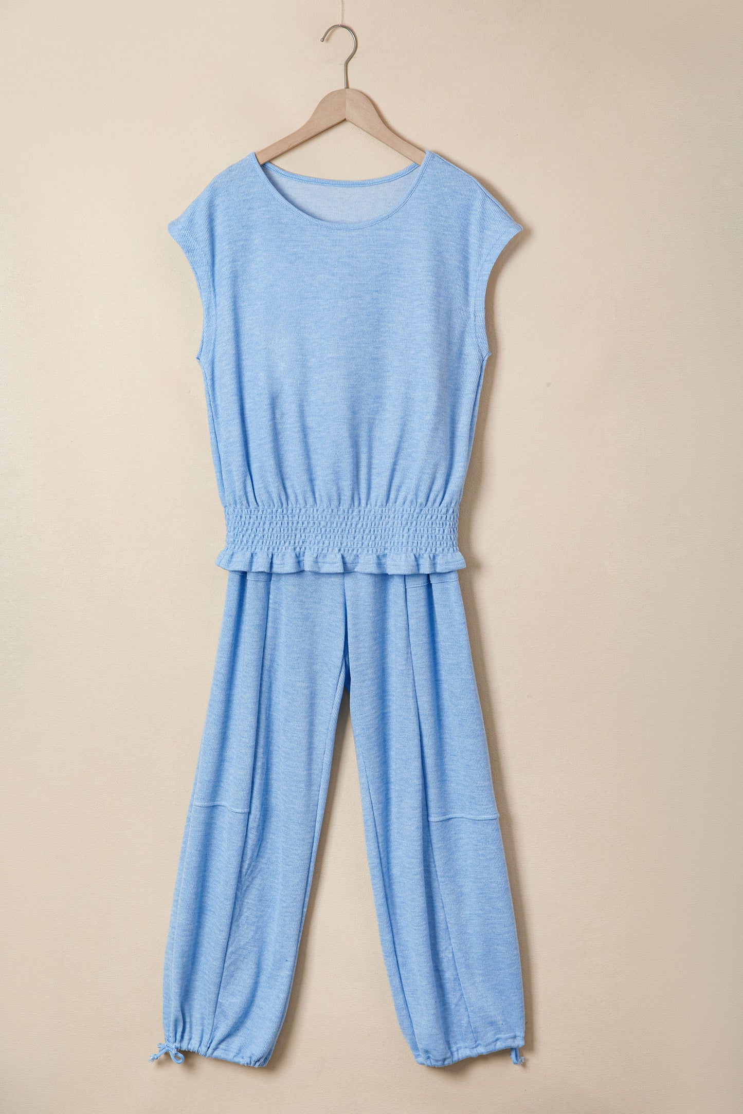 Cap Sleeve Matching Top and Jogger Pants Set