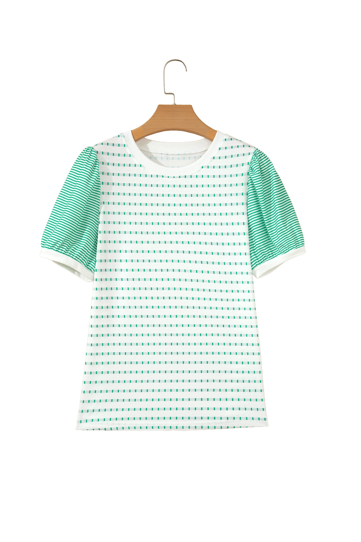 Striped Short Puff Sleeve Top
