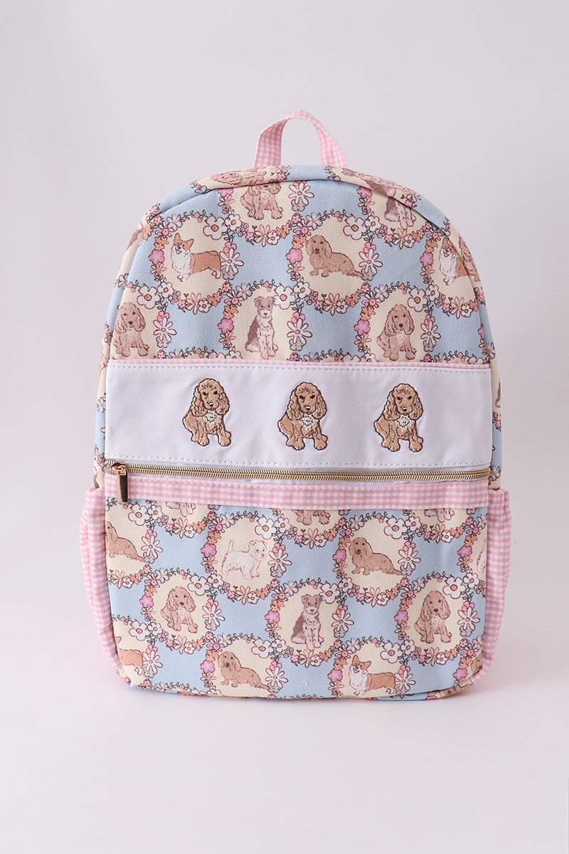 puppy embroidery backpack