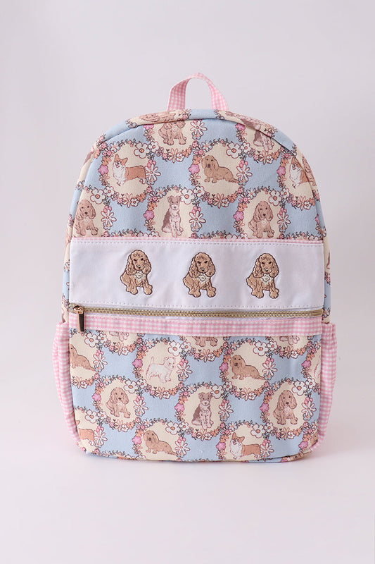 puppy embroidery backpack