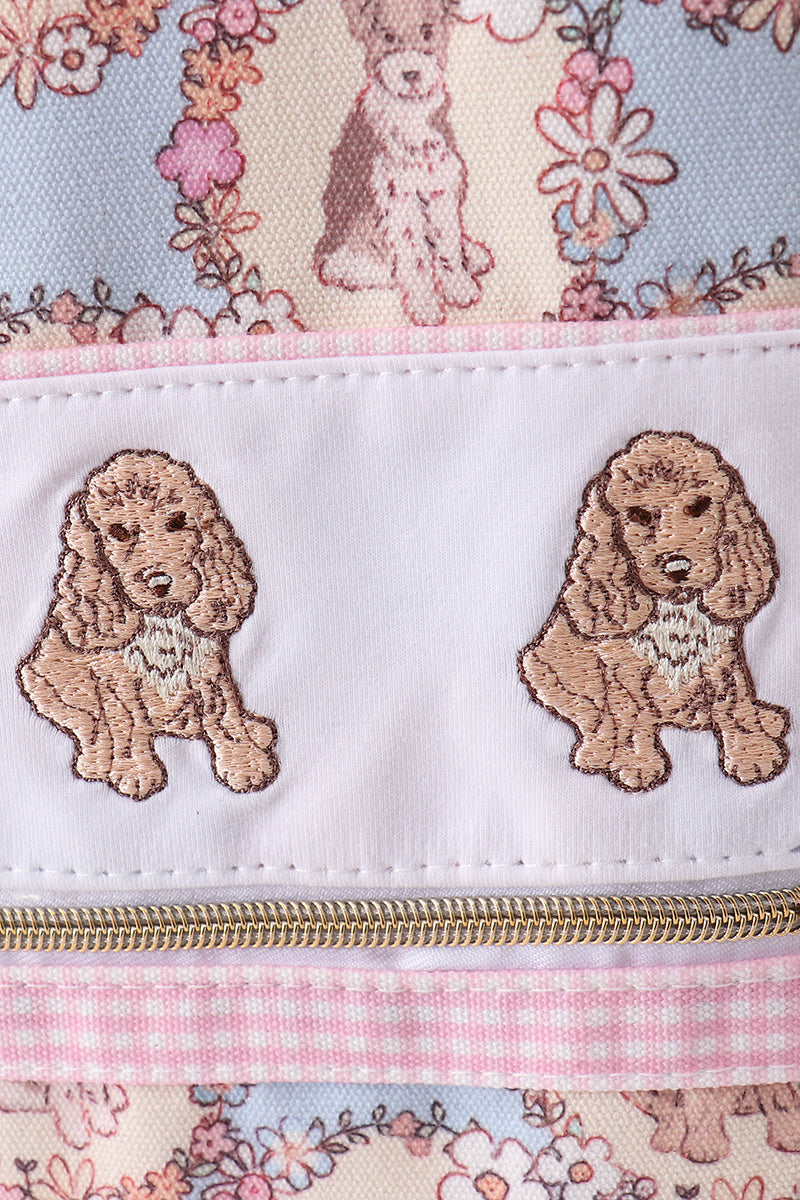 puppy embroidery backpack