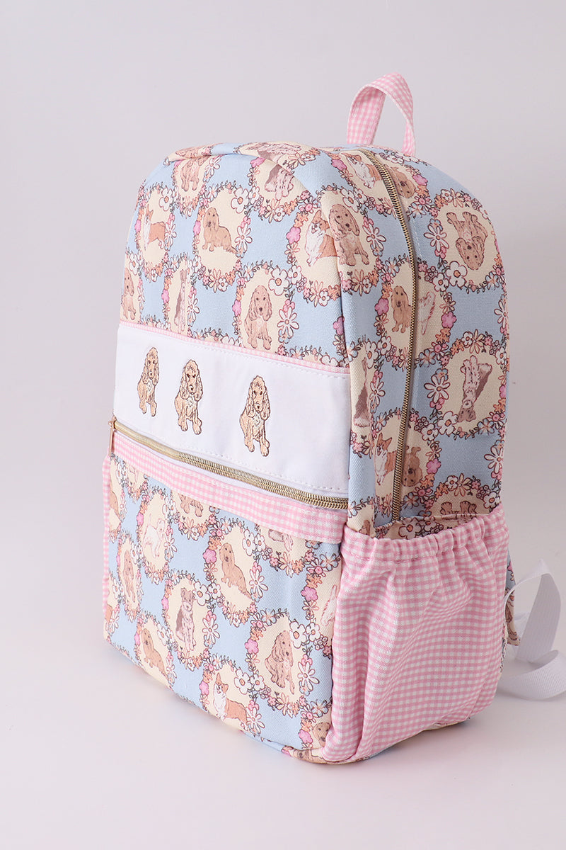puppy embroidery backpack