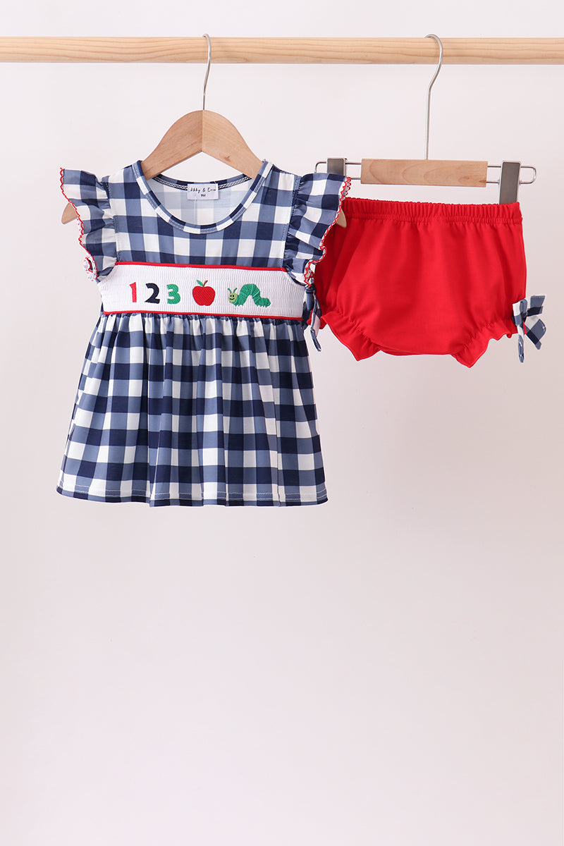 Apple Smocked Gingham Bloomer Set