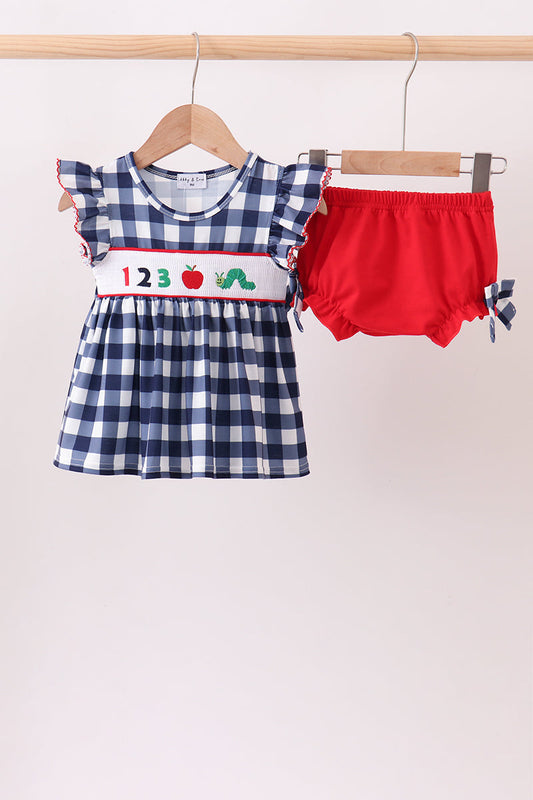Apple Smocked Gingham Bloomer Set