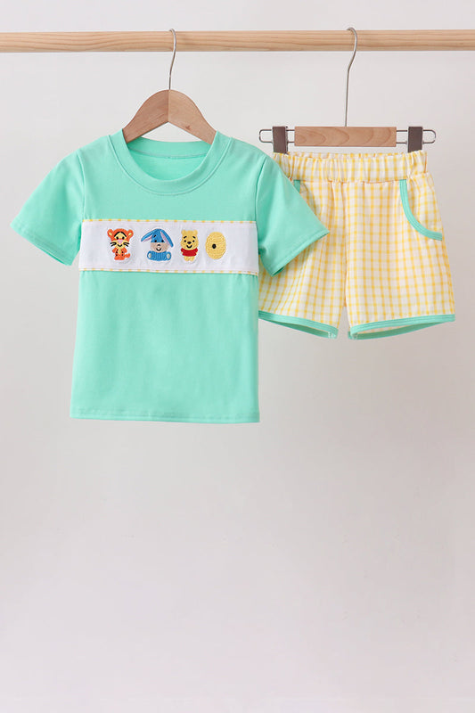 Mustard Honey Bear Embroidered Short Set