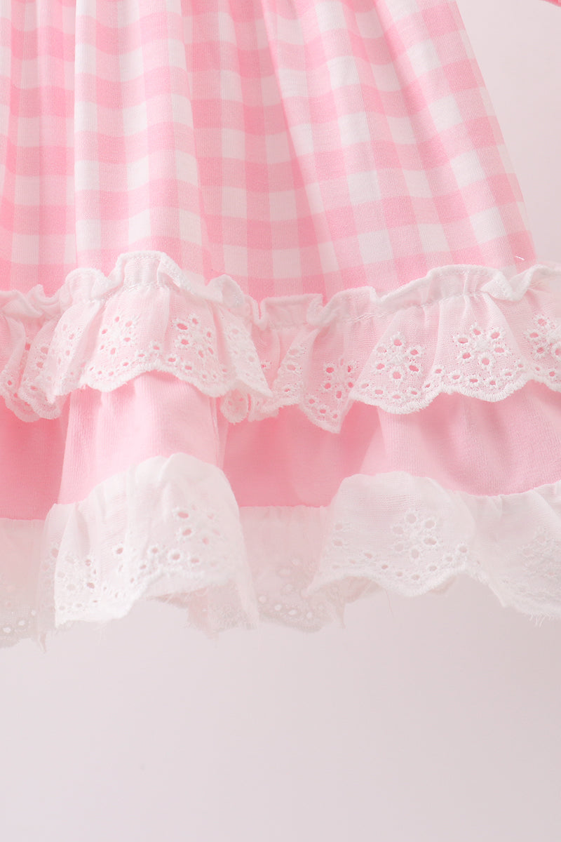 ABC embroidery gingham bloomer set