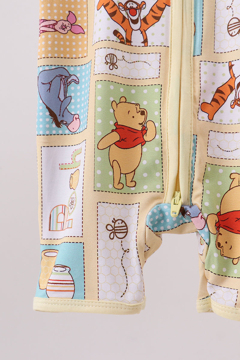 Yellow winnie the pooh bamboo romper